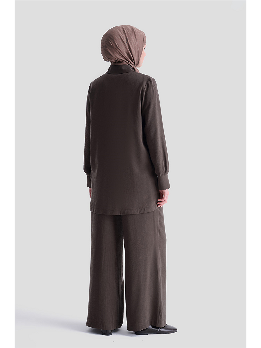 Cep Detaylı Basic Takım Kahverengi-5