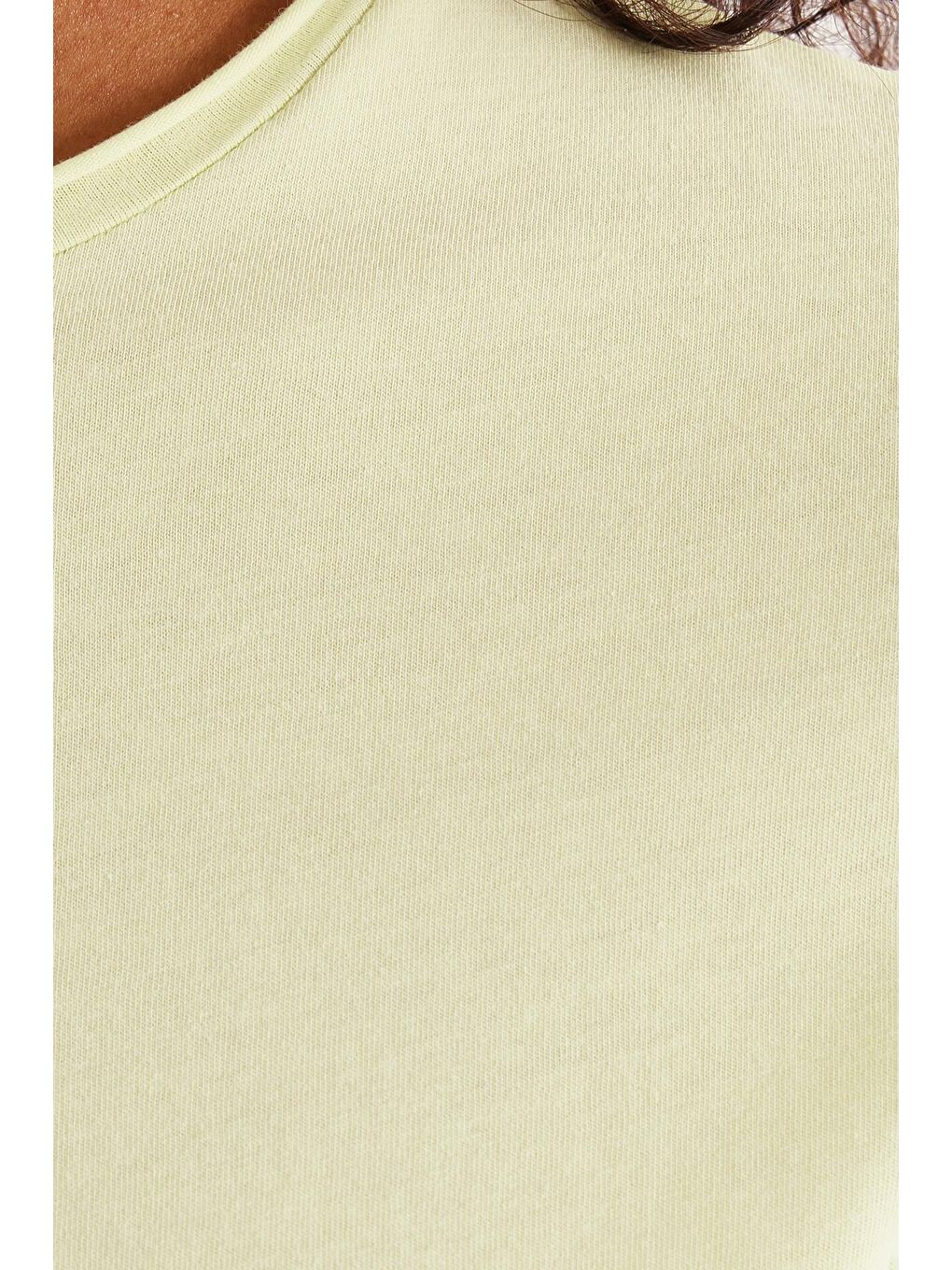 Kadın Slim Fit Dar Kesim %100 Pamuk Bisiklet Yaka Yeşil Tişört-5