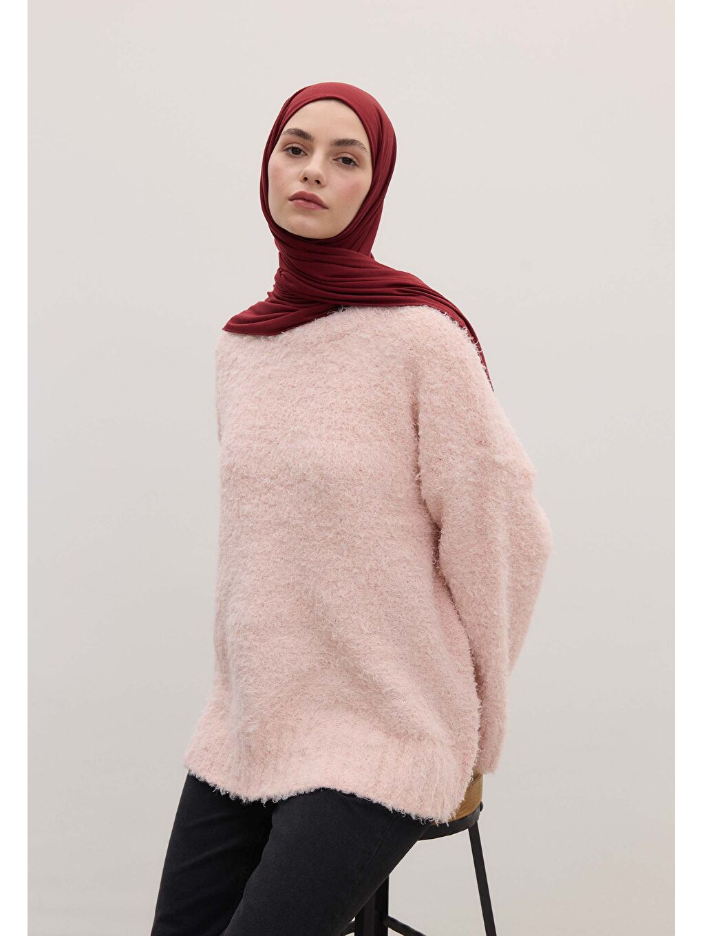 Bambu Penye Şal Bordo