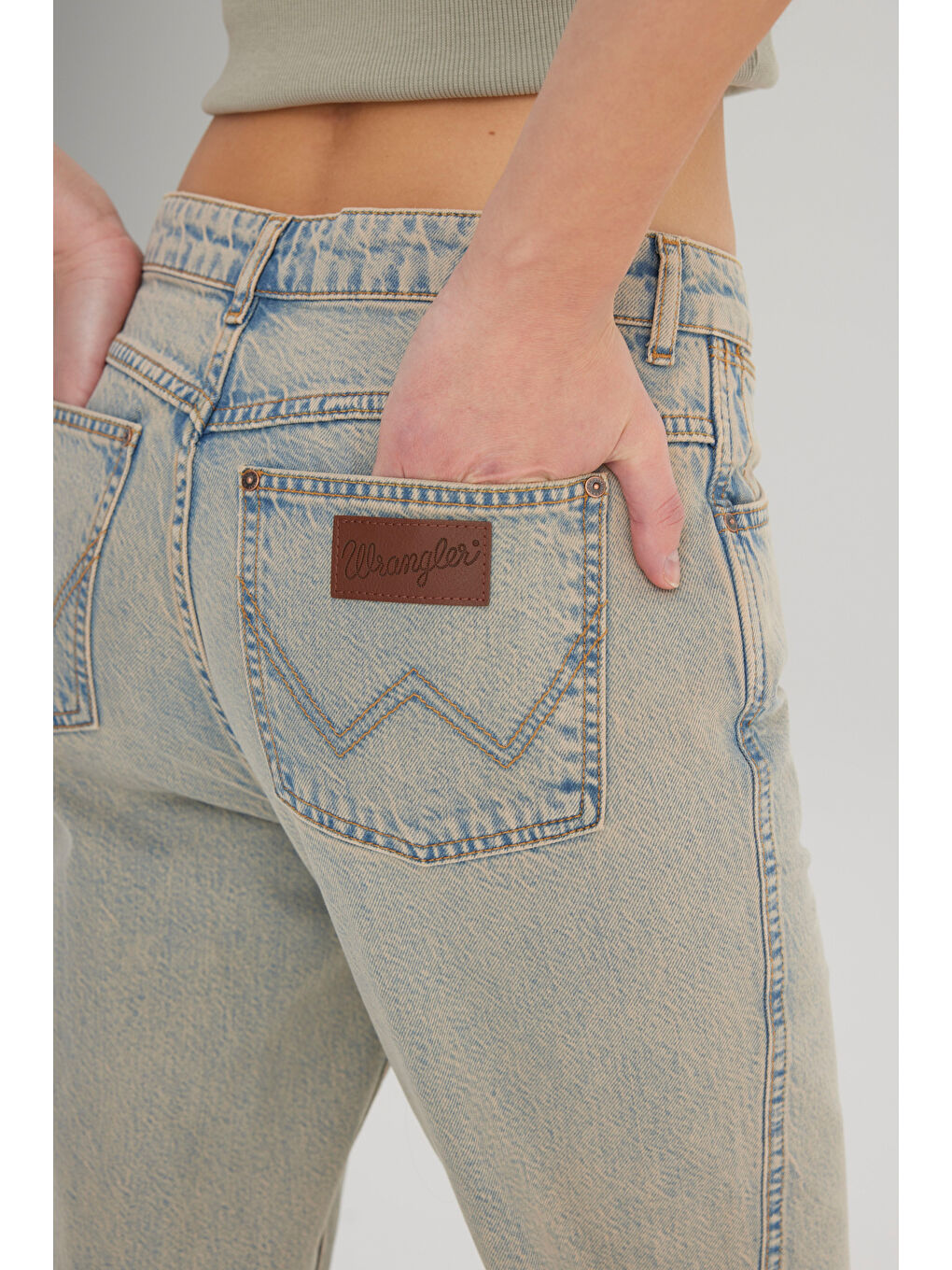 Bej Regular Fit Normal Kesim Yüksek Bel Düz Paça %100 Pamuk Wild West Taş Rengi Jean Jean Pantolon-4