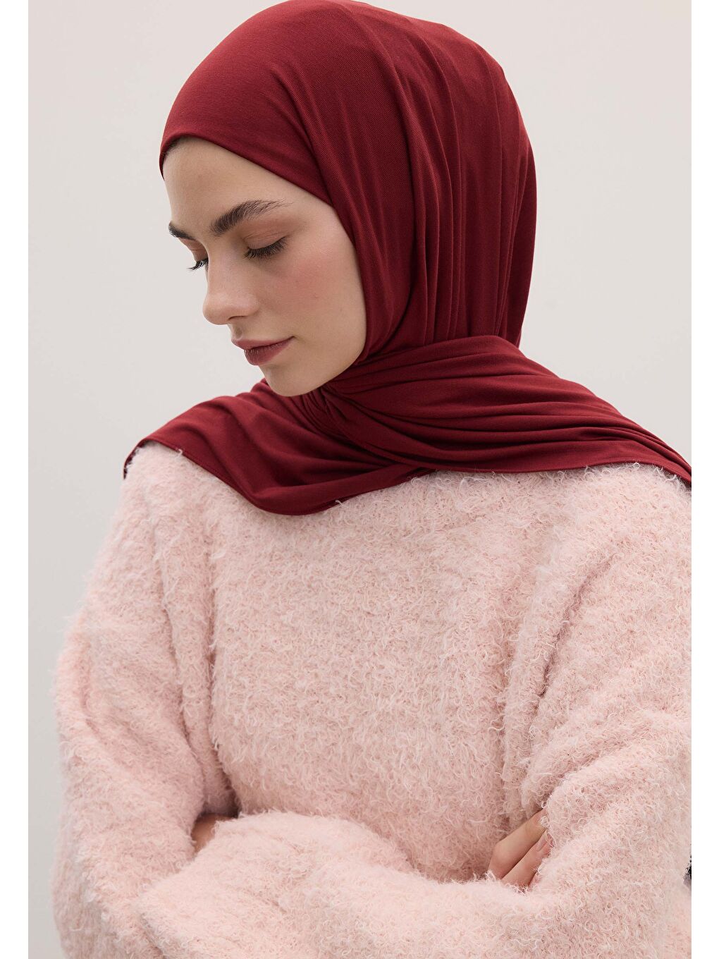 Bambu Penye Şal Bordo-2