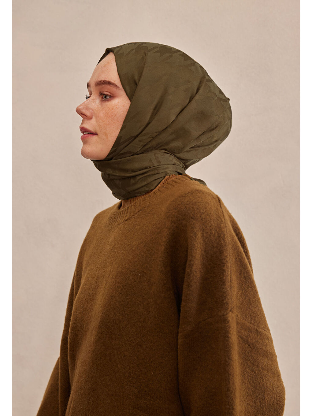 Kahverengi Kazayağı Jakarlı Şal Toprak-4