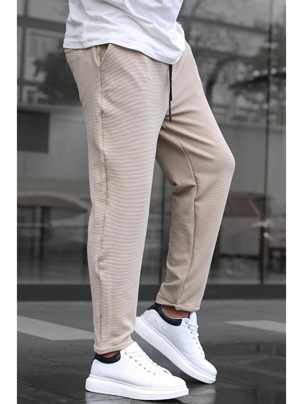 Bej Basic Waffle Kumaş Erkek Pantolon 6509
