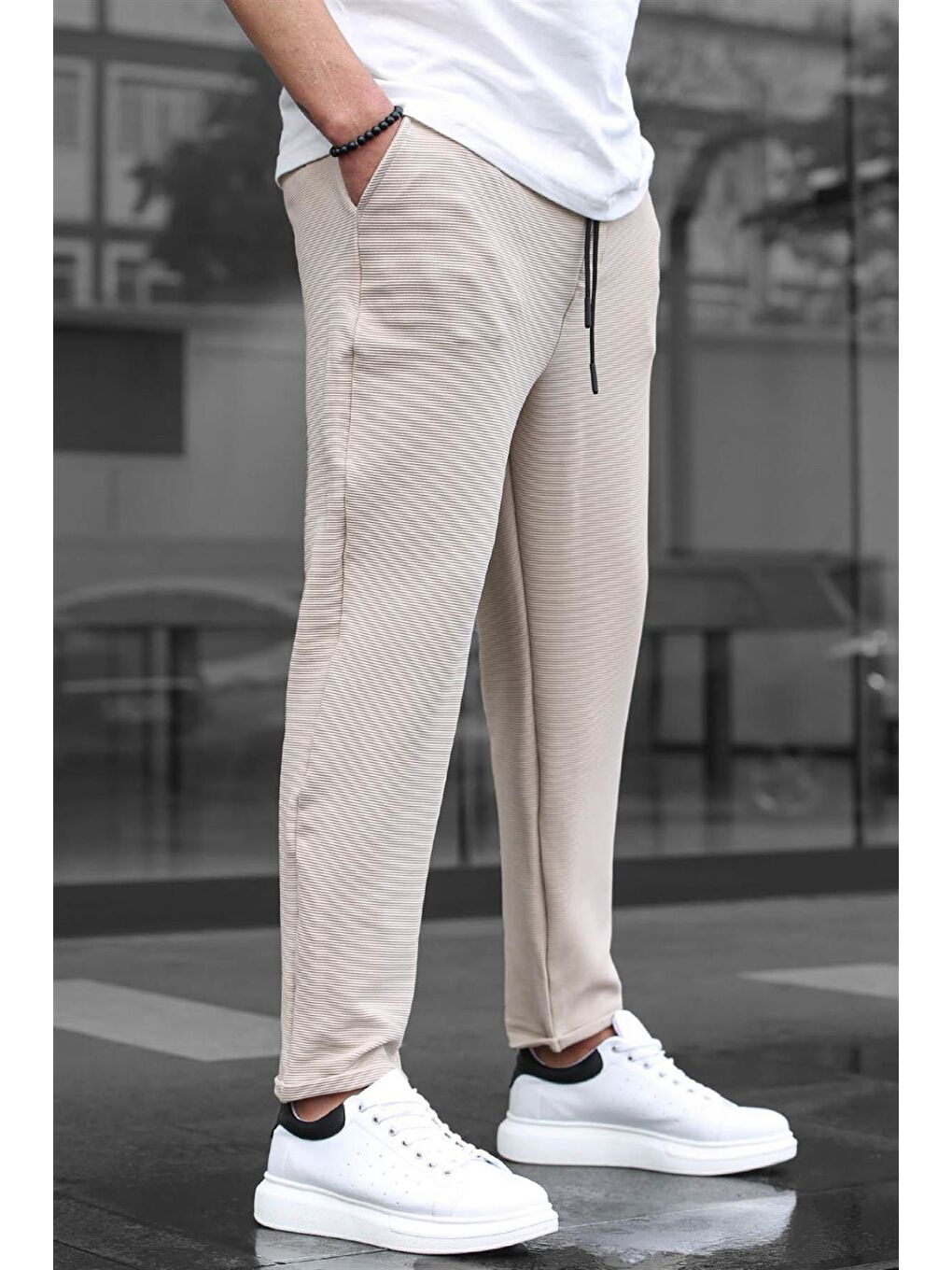 Bej Basic Waffle Kumaş Erkek Pantolon 6509-1
