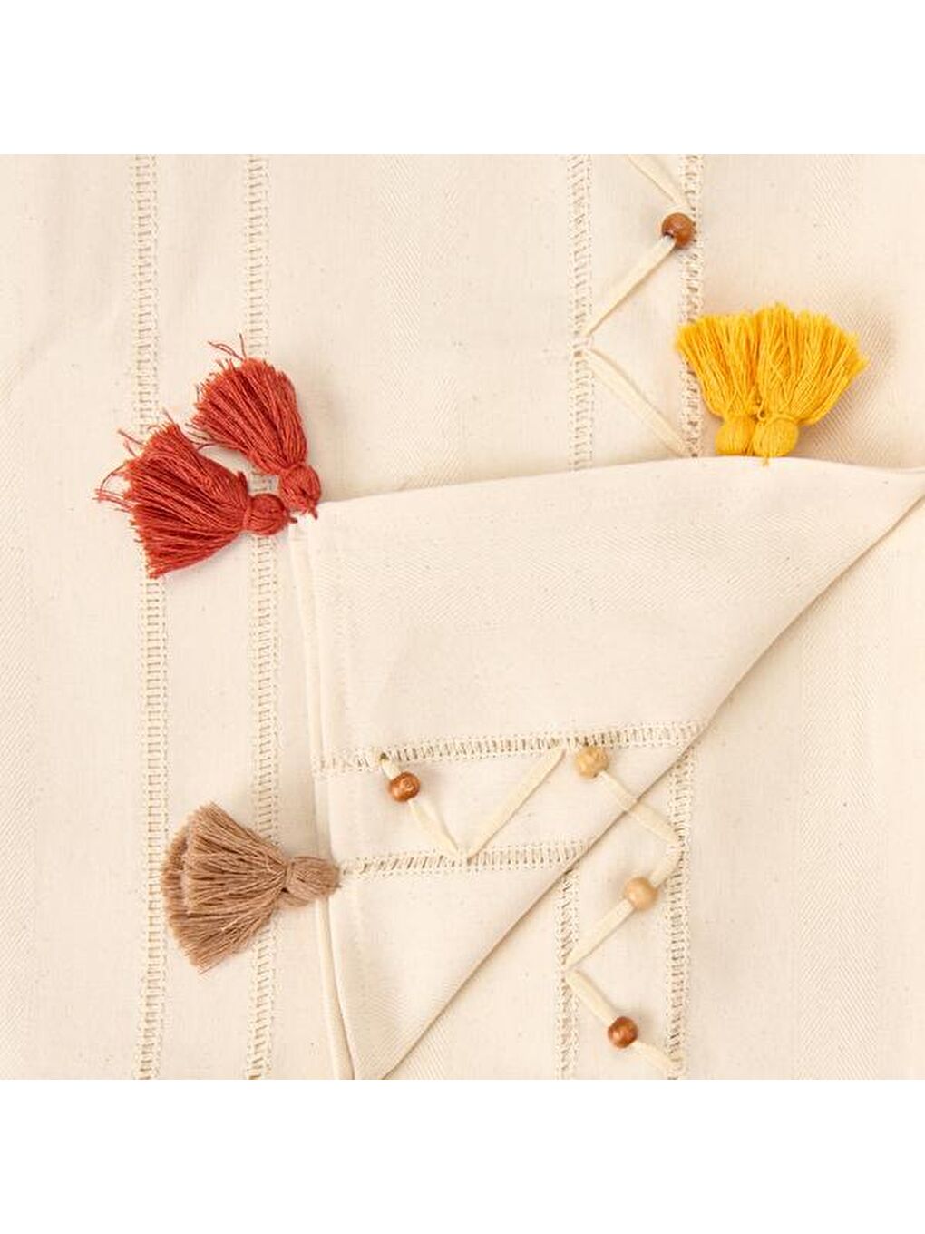 Soft Boncuklu Masa Örtüsü - Ekru - 140x240 cm-2