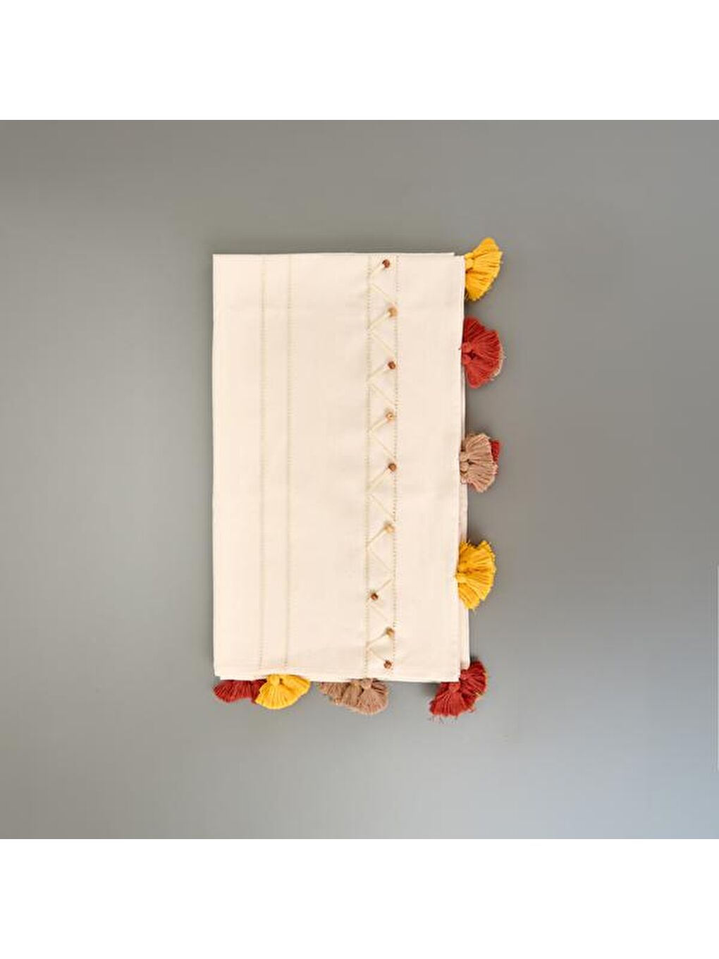 Soft Boncuklu Masa Örtüsü - Ekru - 140x240 cm-3