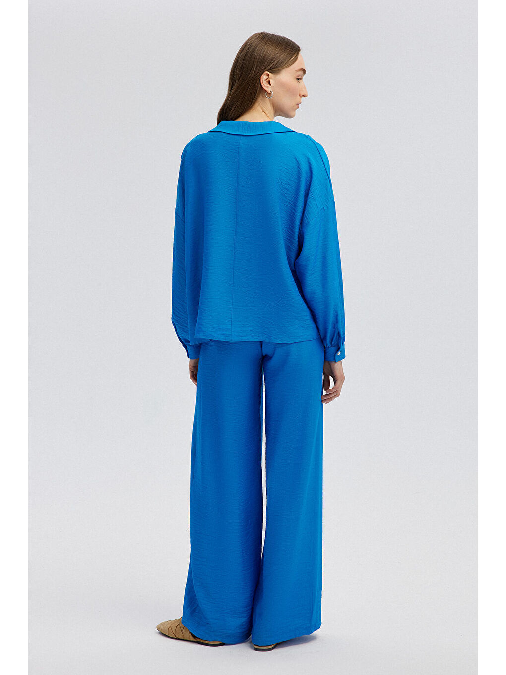 Mavi V Yaka Tunik Pantolon Takım-3