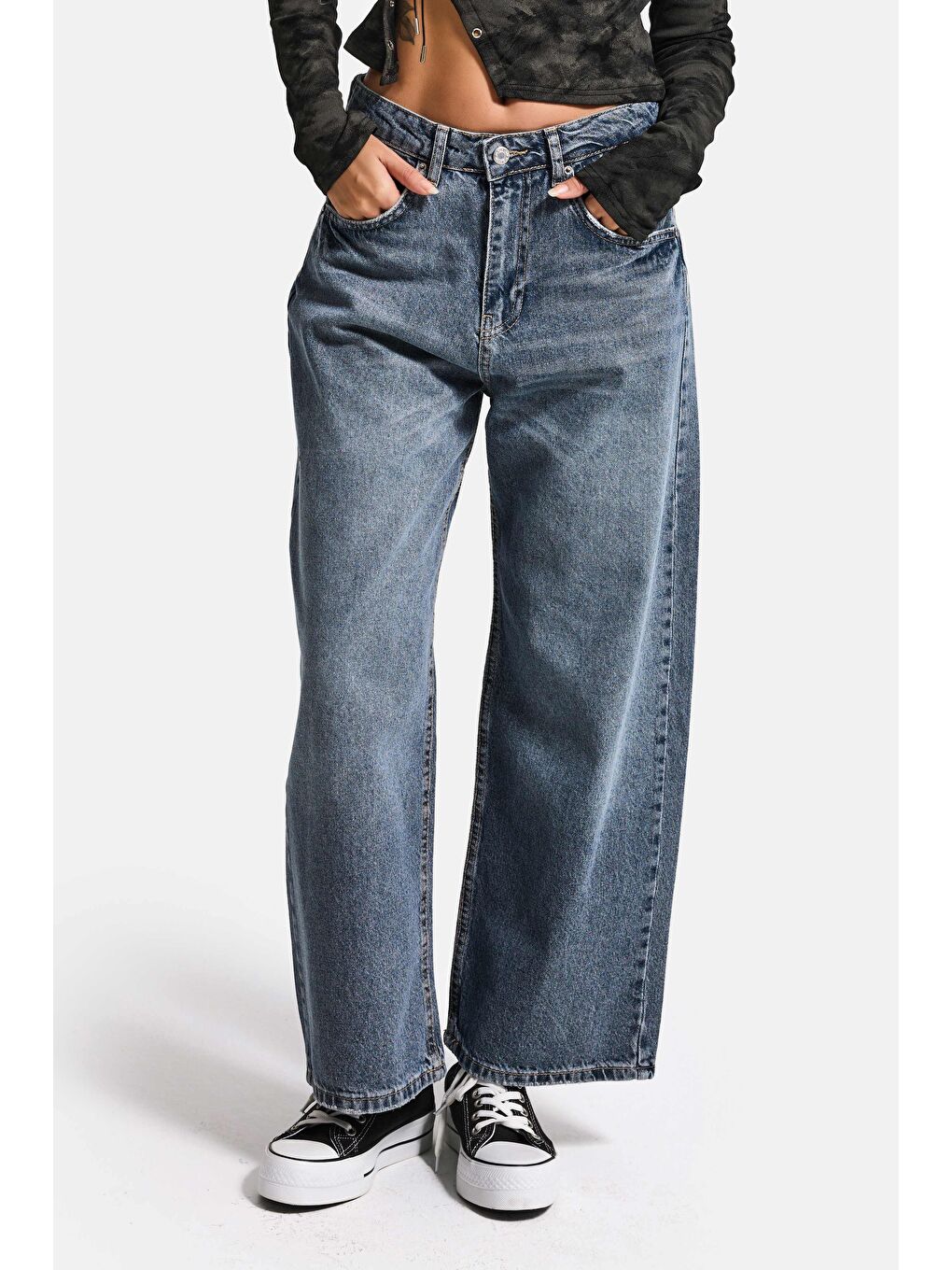 Mavi Kadın Jean Rengi 2s6-124 Baggy Low Rise Bol Kesim %100 Pamuk Denim Jean-1
