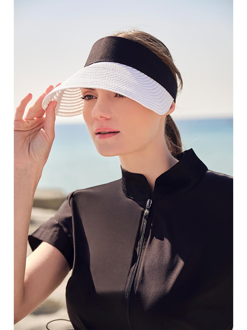 Katlanabilir Beyaz Vizör Plaj Şapkası 20-1