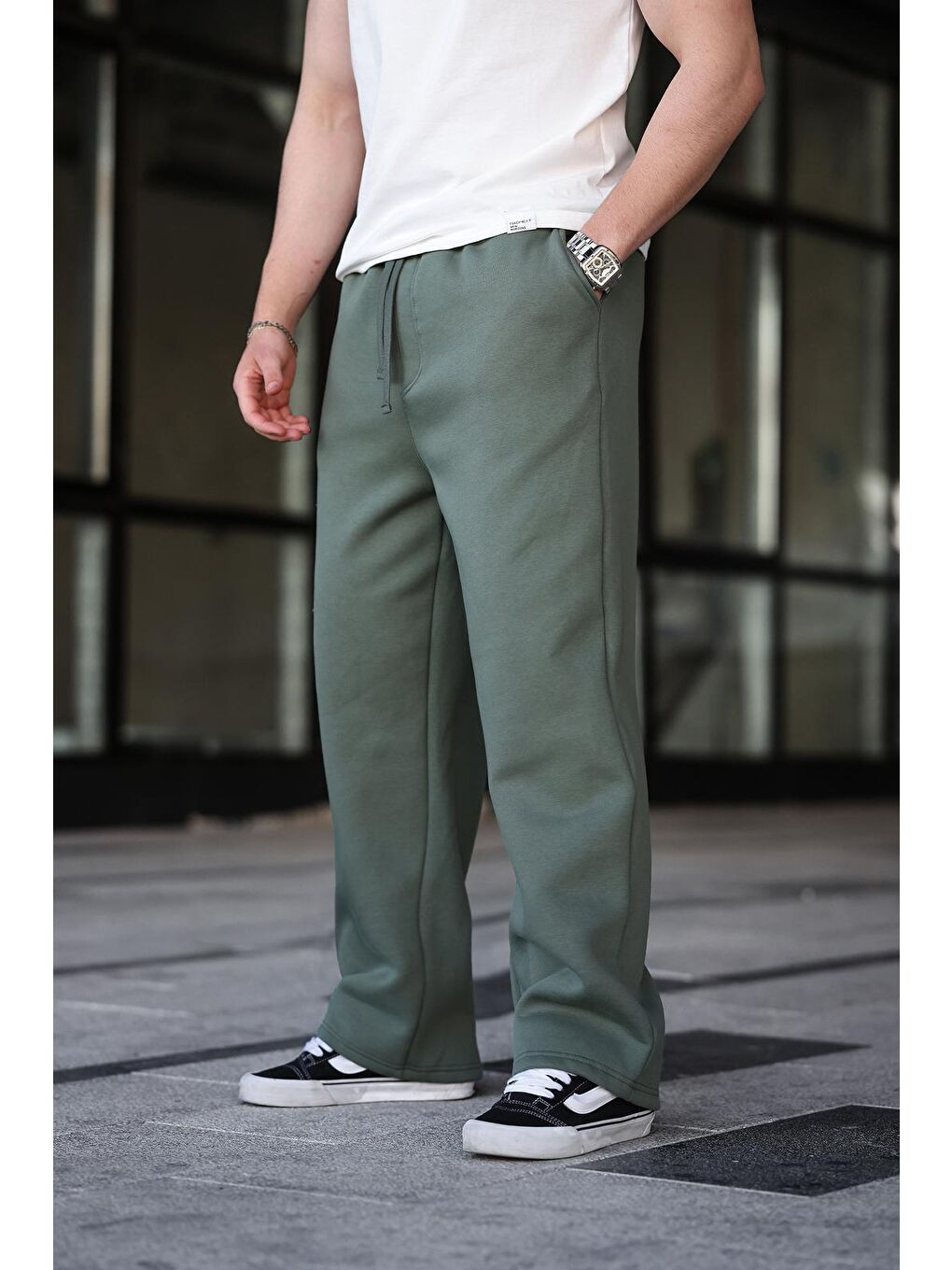 Haki Rahat Kesim Erkek Eşofman Altı E6578-3