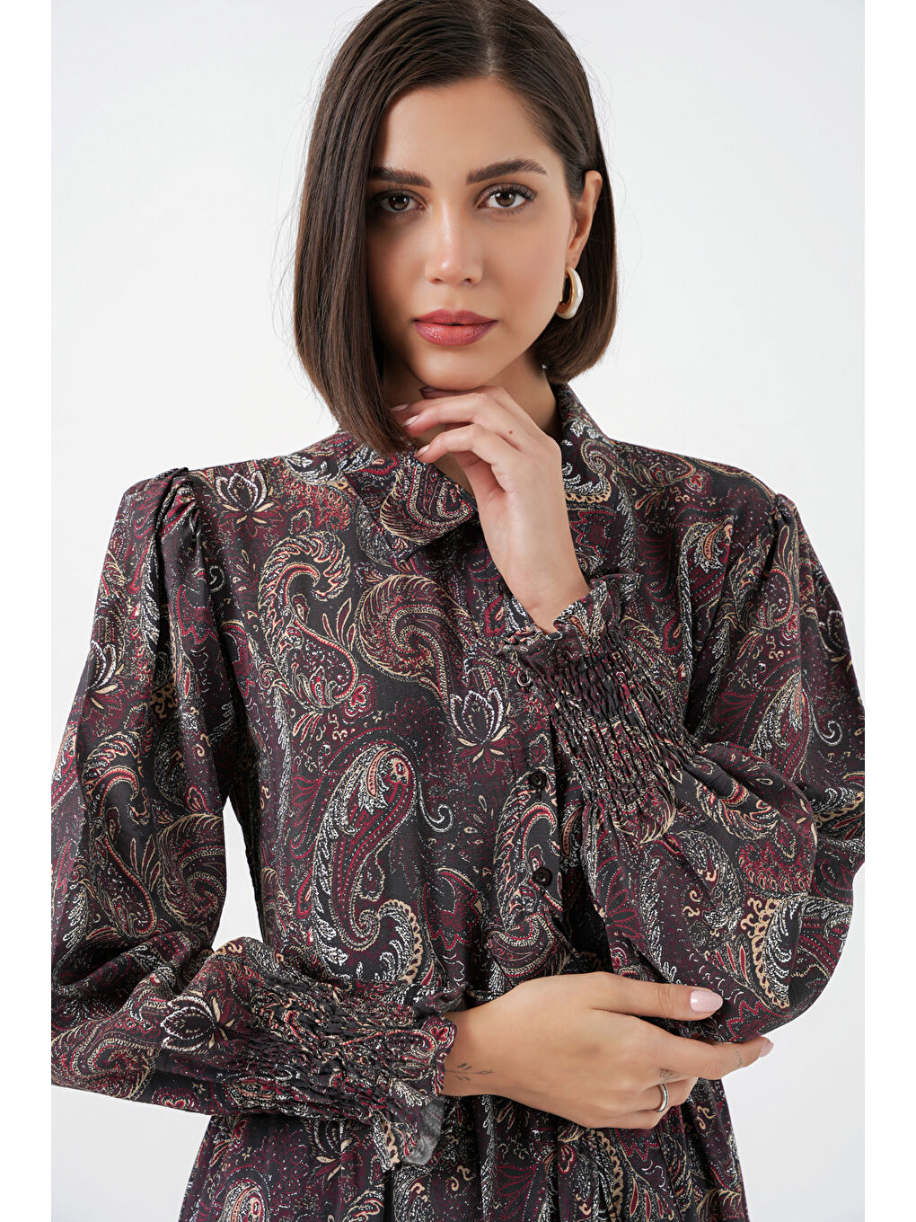 Kadın Kuşaklı Tesettür Elbise 2589 - Siyah-1