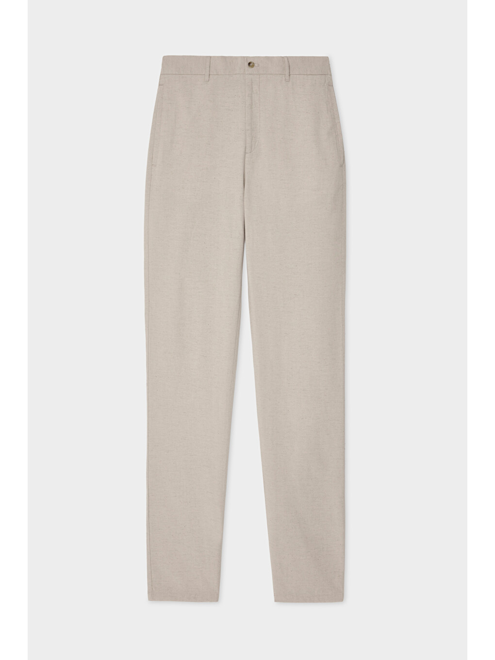 Comfort Fit Bej Keten Karışımlı Chino Pantolon-3