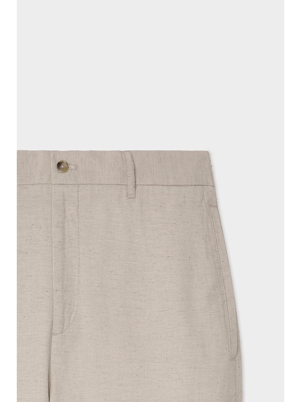 Comfort Fit Bej Keten Karışımlı Chino Pantolon-4