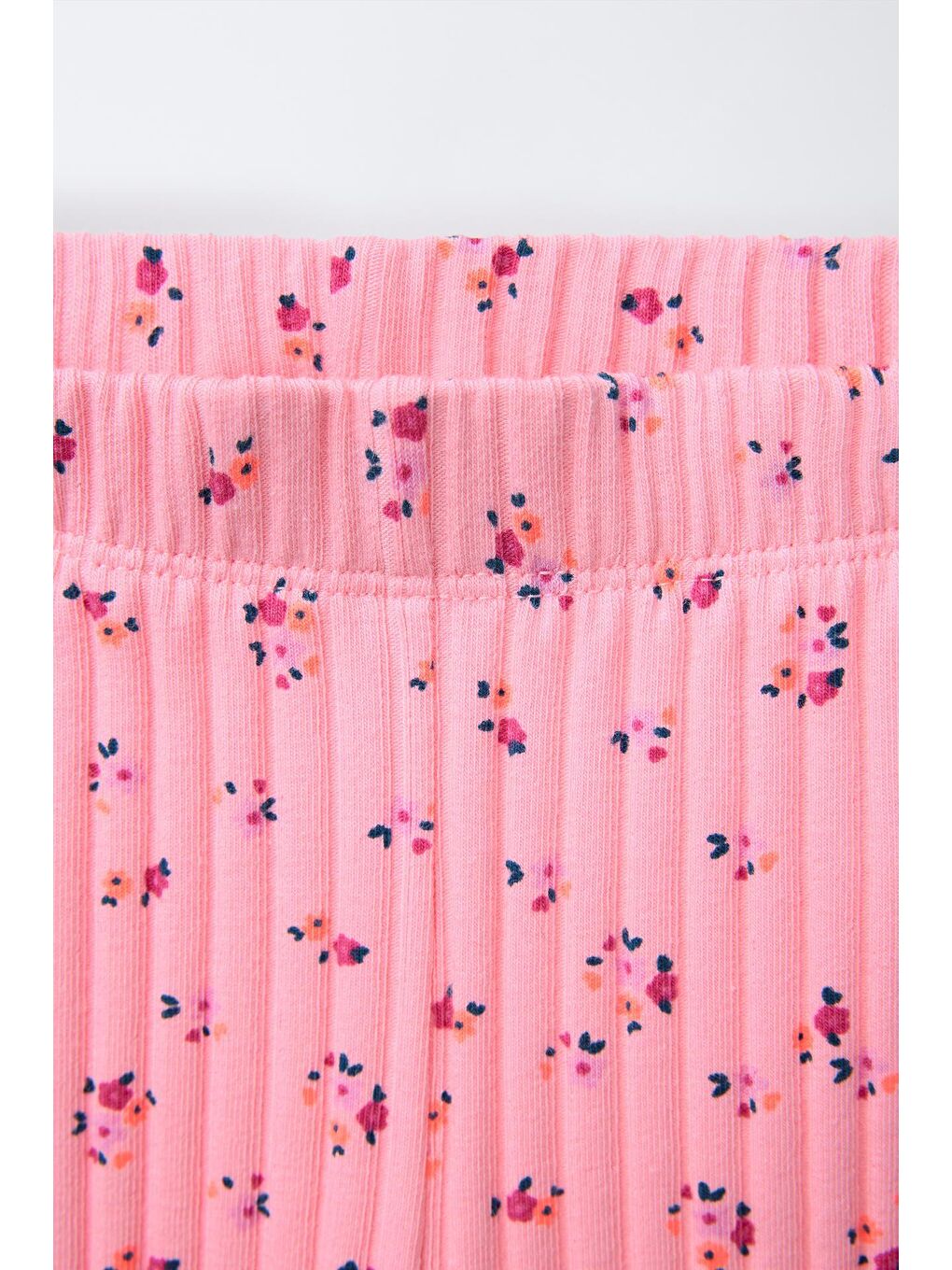 Pembe Kız Çocuk Pamuklu Ekru Desenli T-Shirt Ve Ribana Tayt Takım - Yazlık İki Parça-3