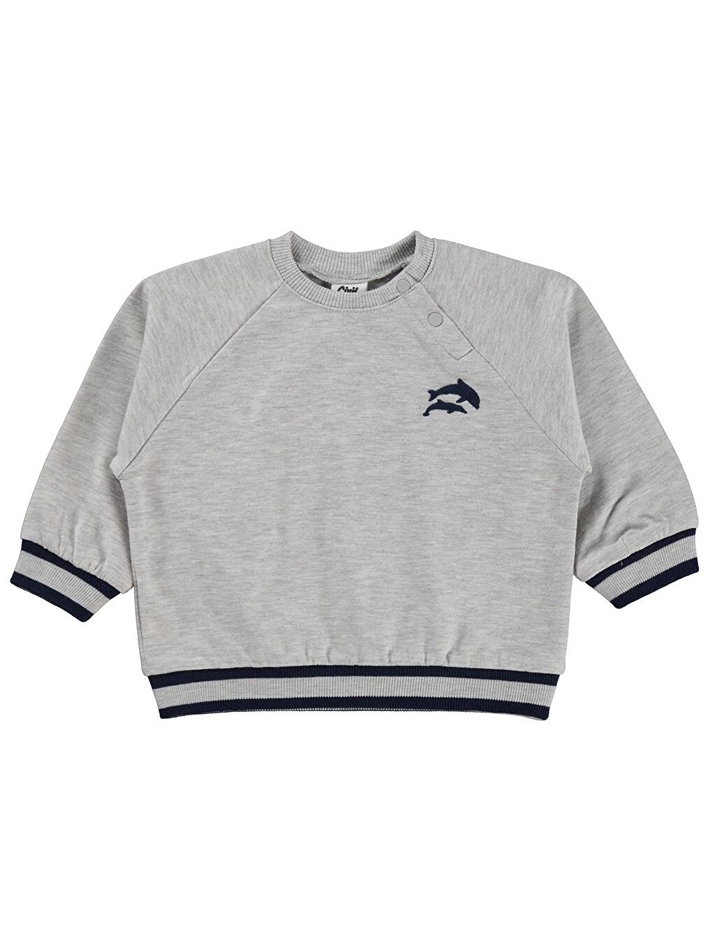 Beyaz Baby Yunus Nakışlı 6-18 Ay Sweatshirt - Gri