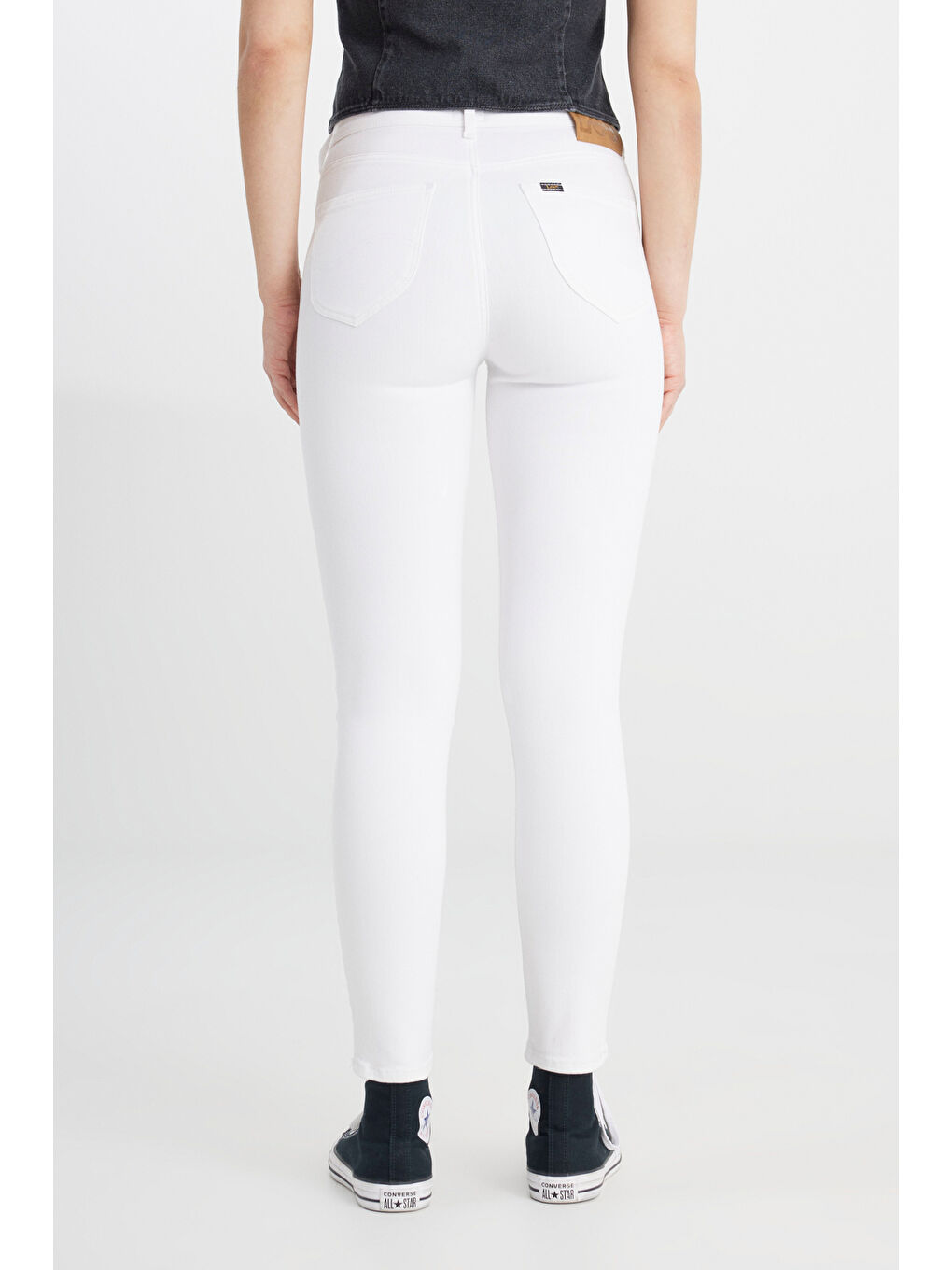 Beyaz Skinny Fit Yüksek Bel Çok Dar Paça Jean Pantolon-6