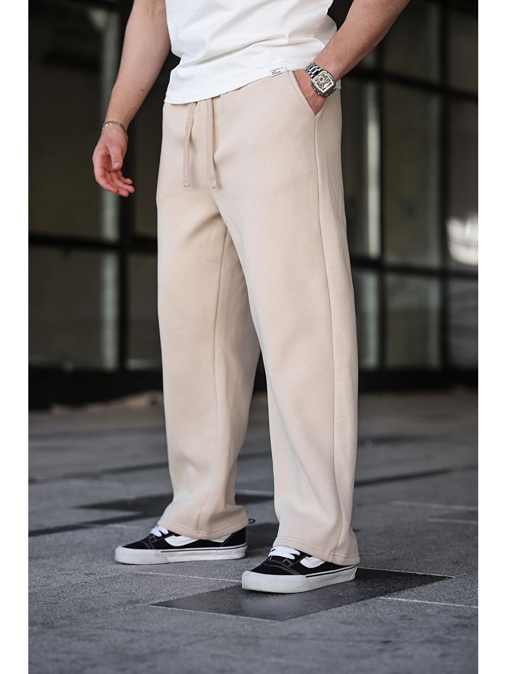 Bej Rahat Kesim Erkek Eşofman Altı E6578-2