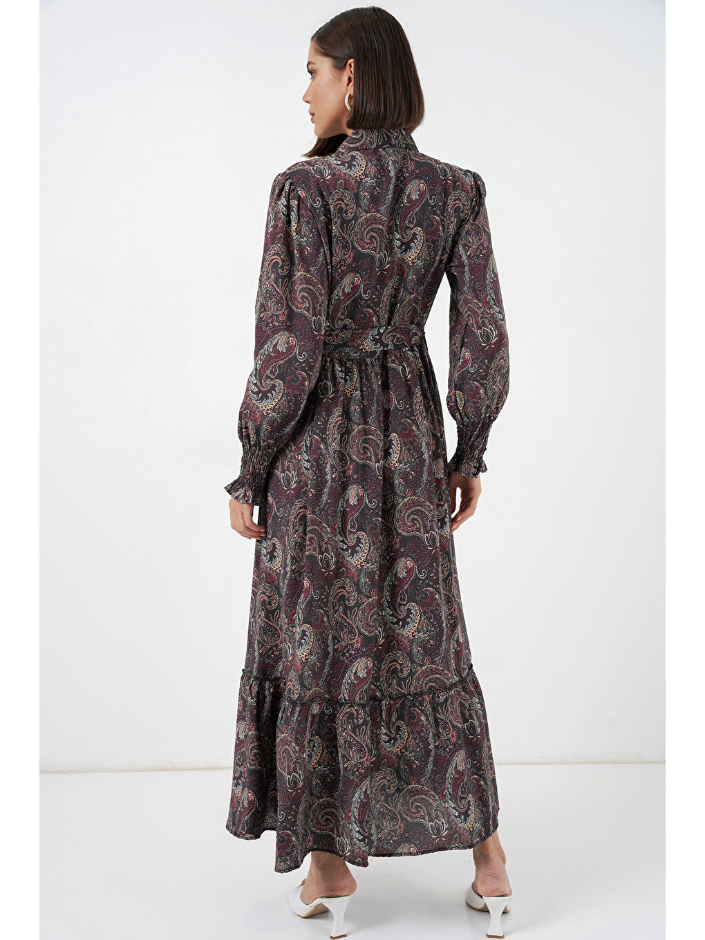 Kadın Kuşaklı Tesettür Elbise 2589 - Siyah-5