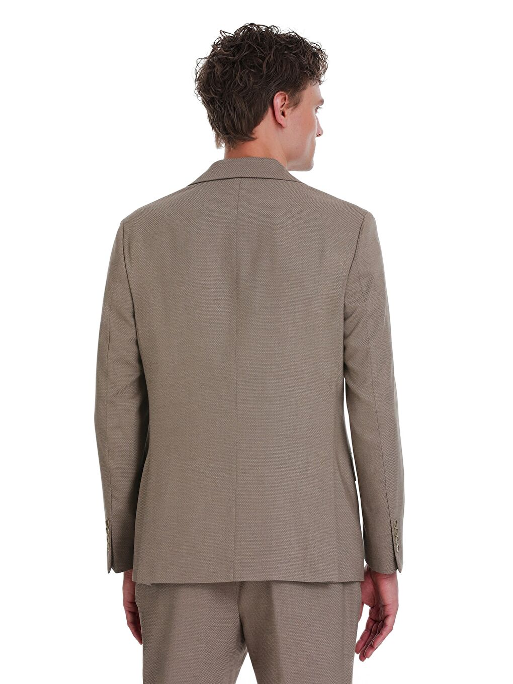 Kahverengi Slim Fit Mono Yaka Klasik Takım Elbise-4