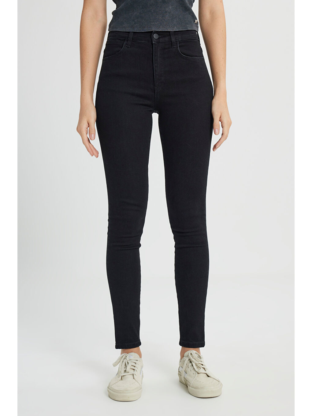 Siyah High Rise Skinny Fit Denim Esnek Yüksek Bel Jean Jean Pantolon-2