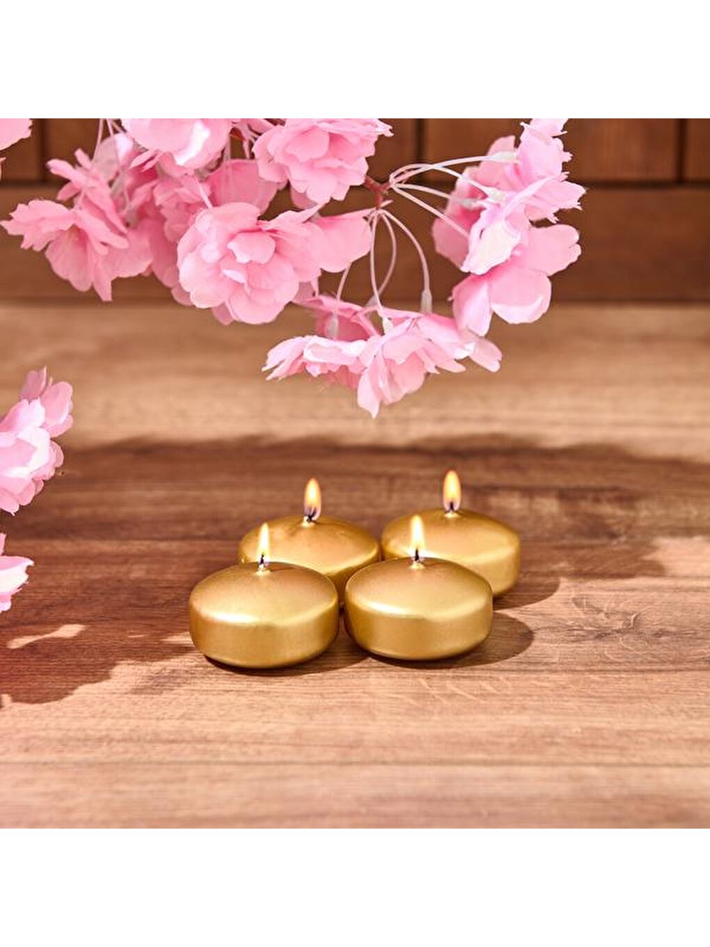 Sarı 4'lü Yüzen Mum - Gold - 5 cm