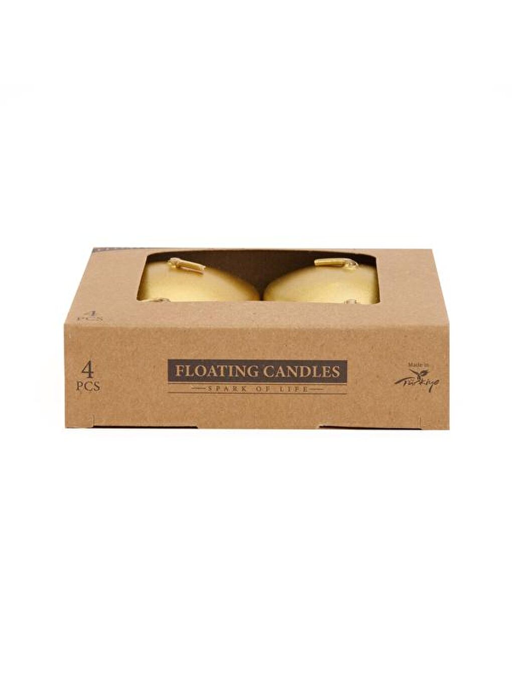 Sarı 4'lü Yüzen Mum - Gold - 5 cm-3