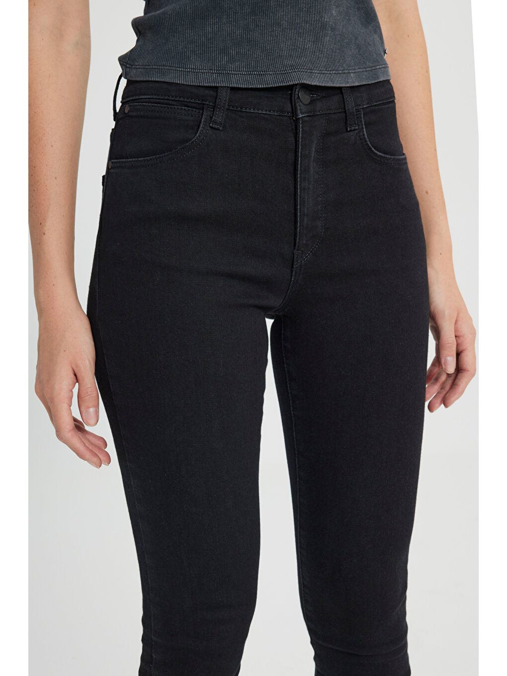 Siyah High Rise Skinny Fit Denim Esnek Yüksek Bel Jean Jean Pantolon-4