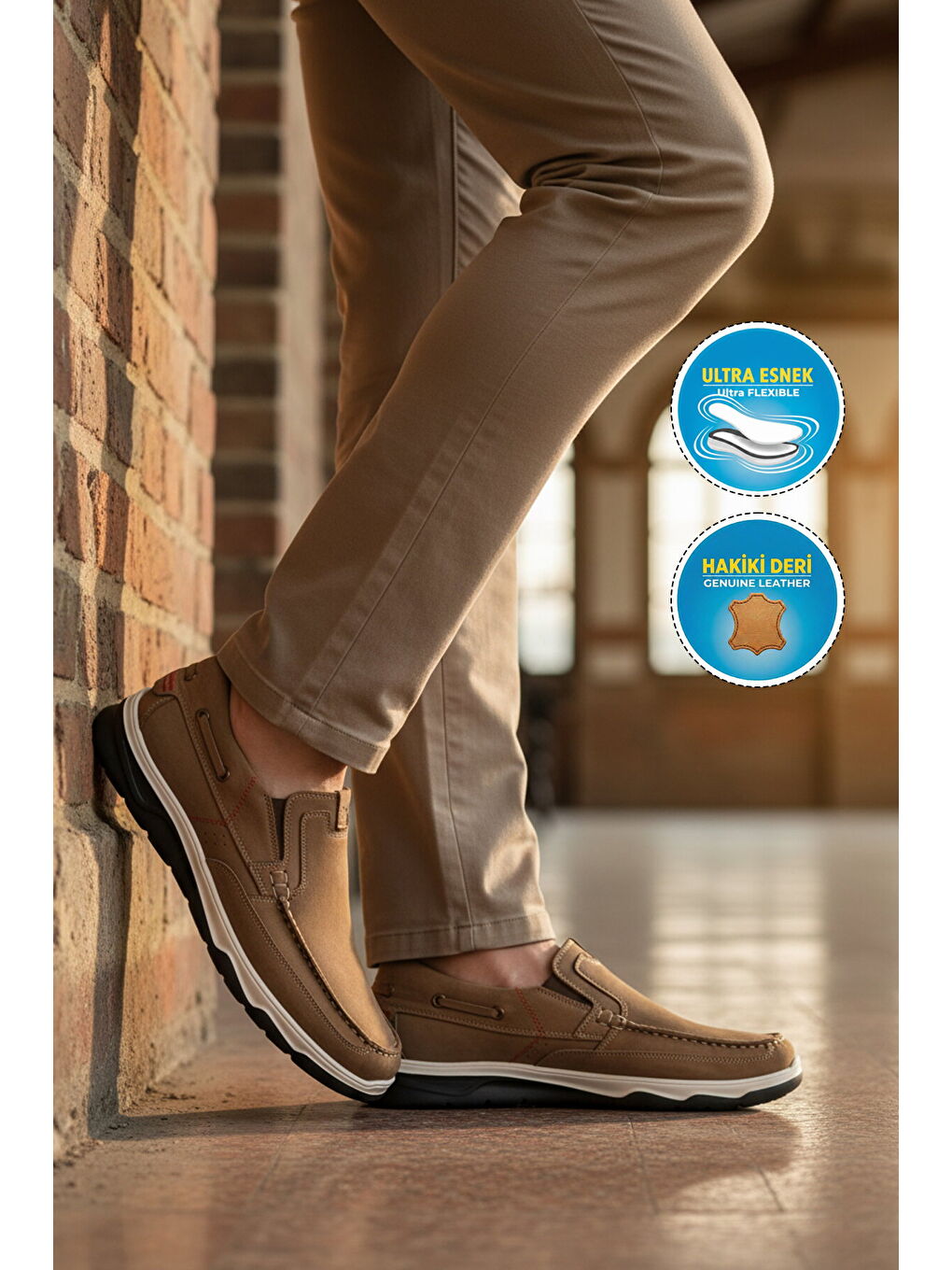 Bej Kum Hakiki Deri Erkek Casual Ayakkabı 2675 M-2