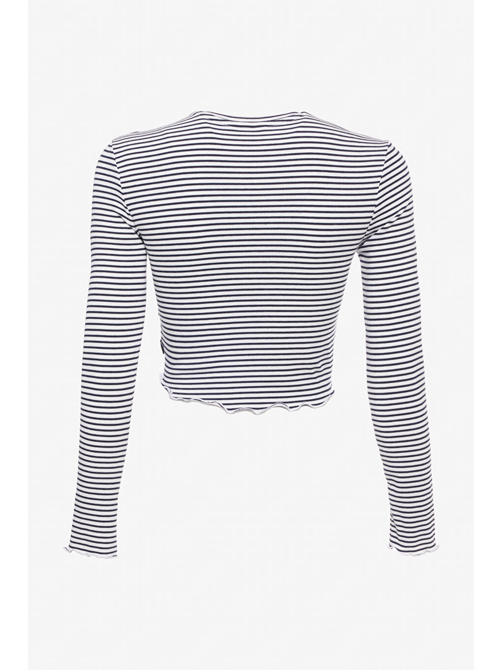 Slim Fit Dar Kesim Bisiklet Yaka Beyaz Uzun Kollu Tişört-7