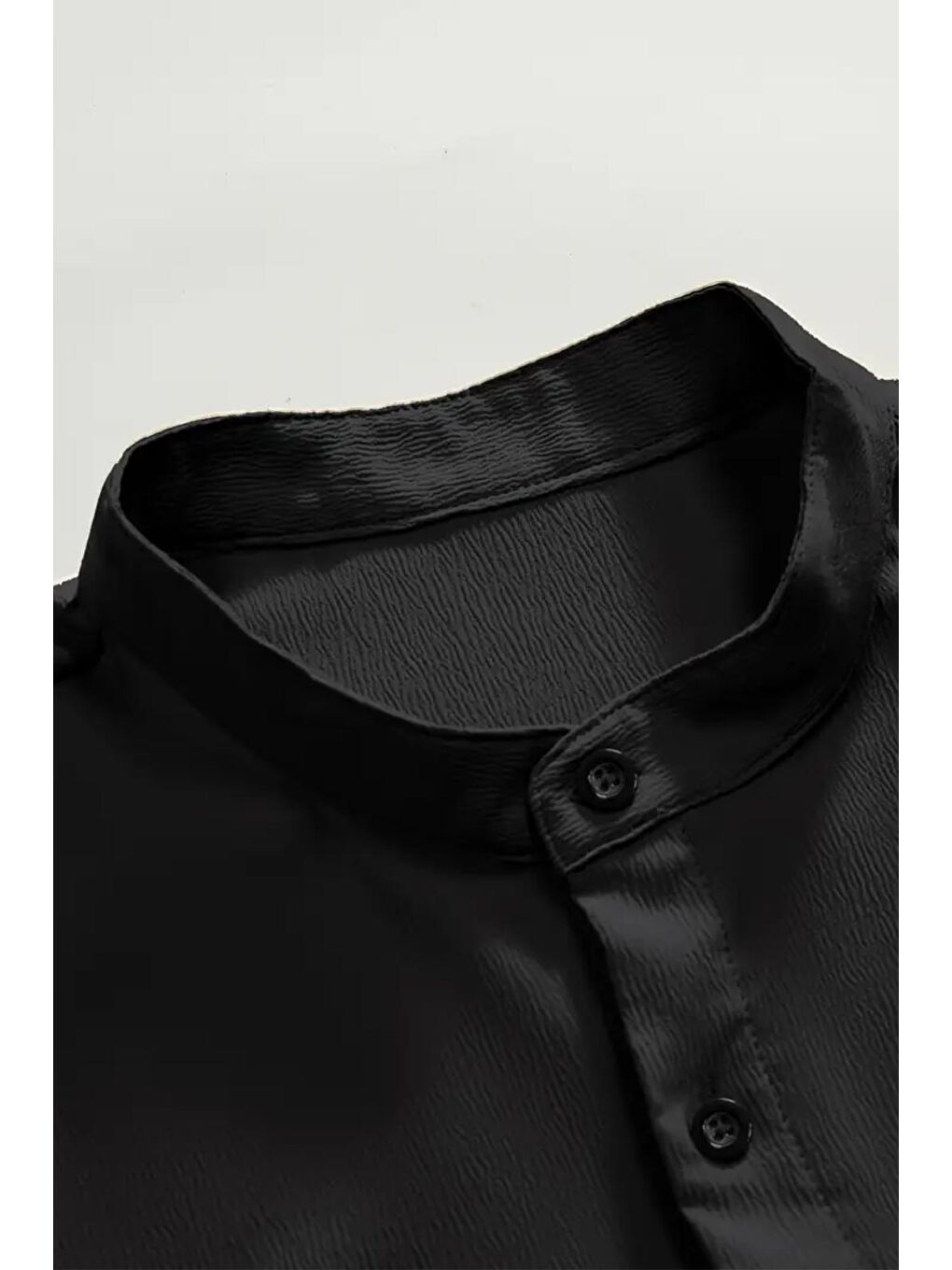 Siyah Laend Slim Fit Esnek Elastanlı Kısa Kol Hakim Yaka Erkek Gömlek-2