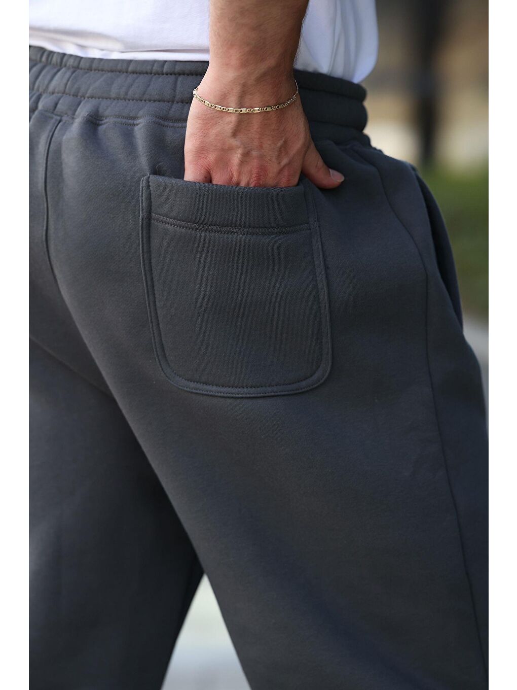 Gri Füme Rahat Kesim Paçası Lastikli Erkek Eşofman Altı E6579-4