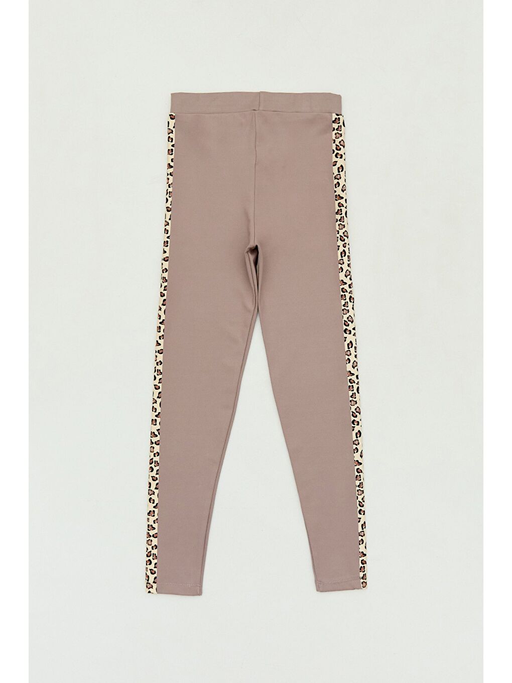 Kahverengi Leopar Desenli Şeritli Kız Çocuk Tayt-1