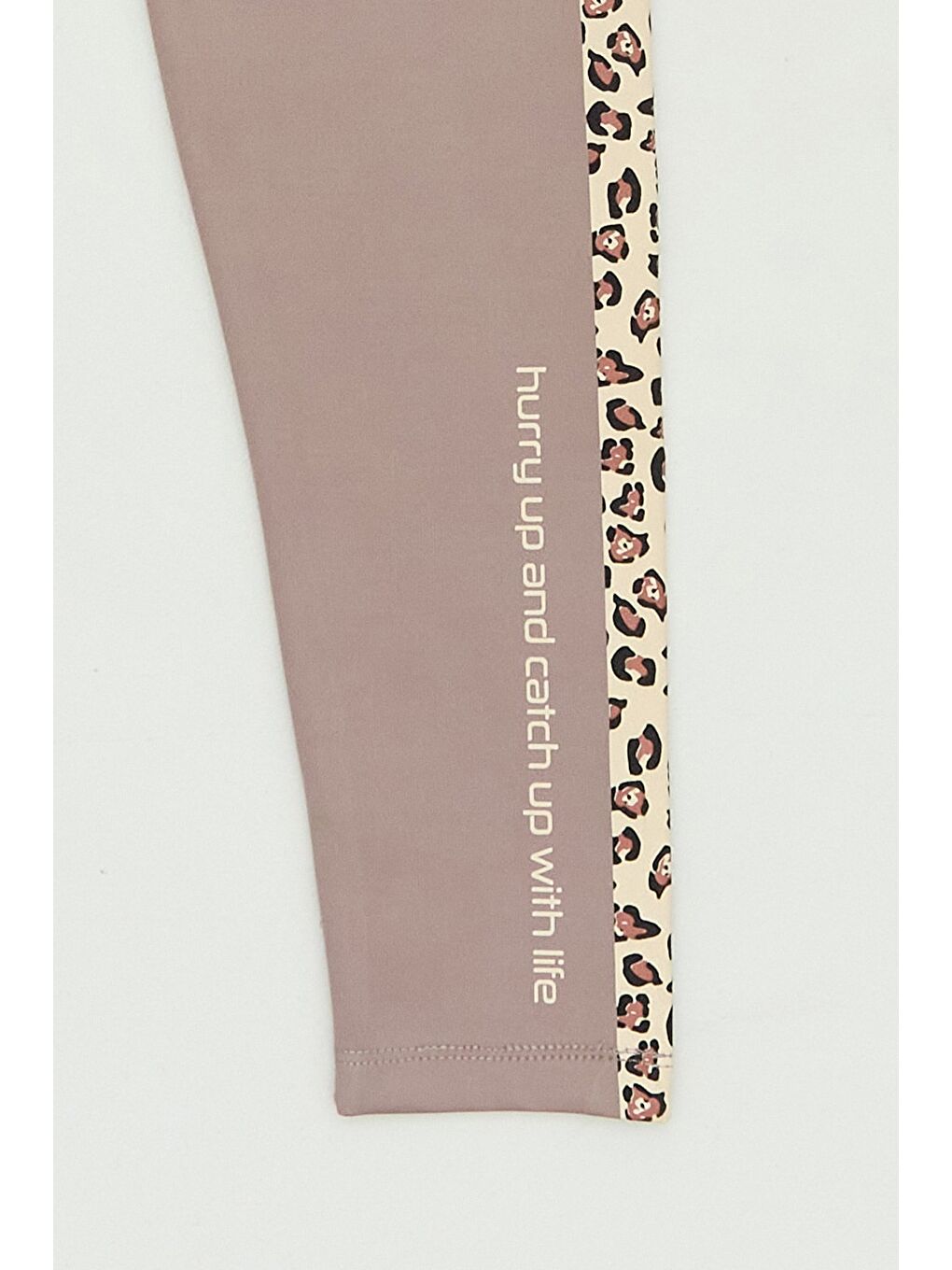 Kahverengi Leopar Desenli Şeritli Kız Çocuk Tayt-2