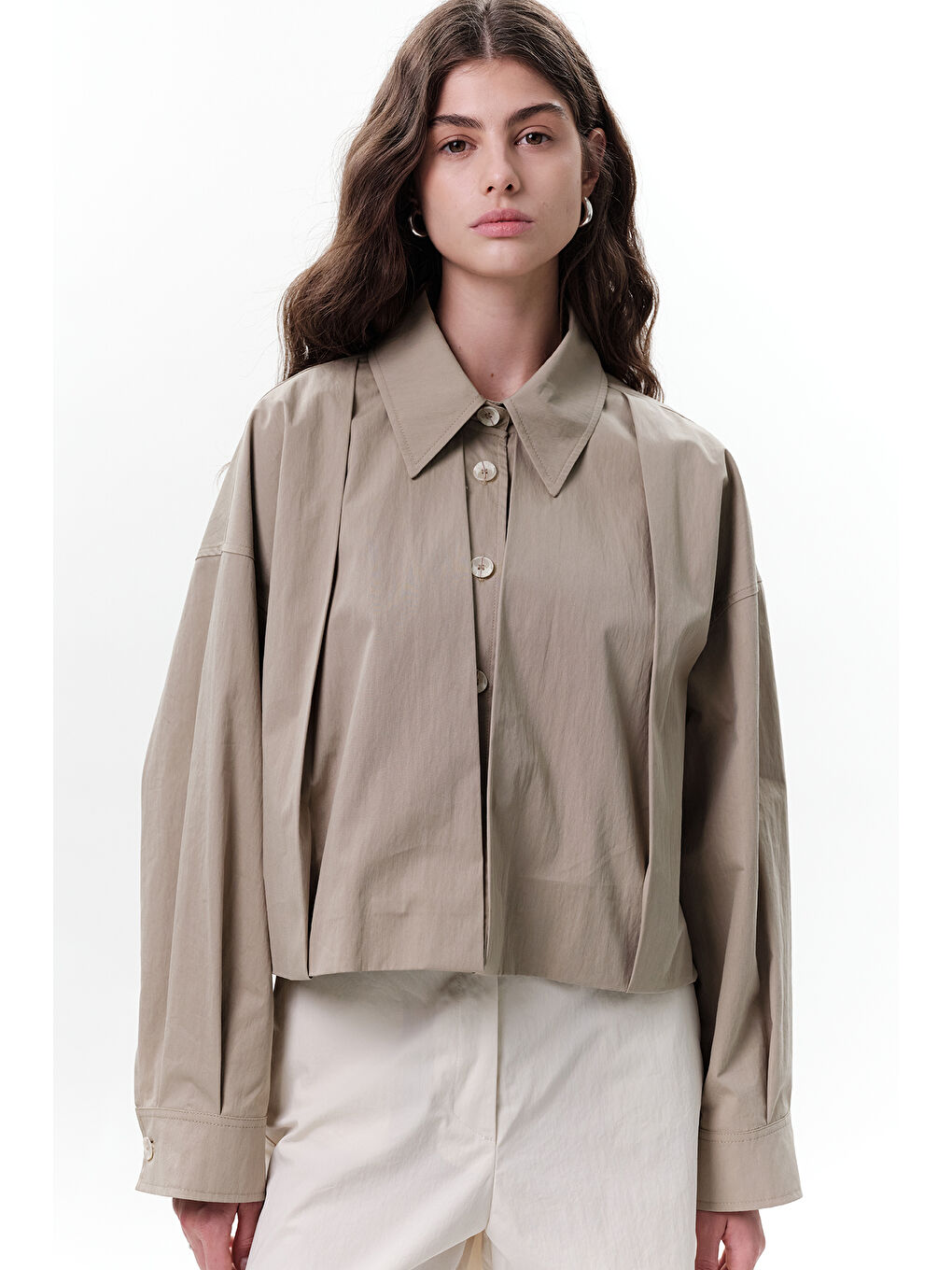 Pile Detaylı Kısa Ceket Yeşil-2