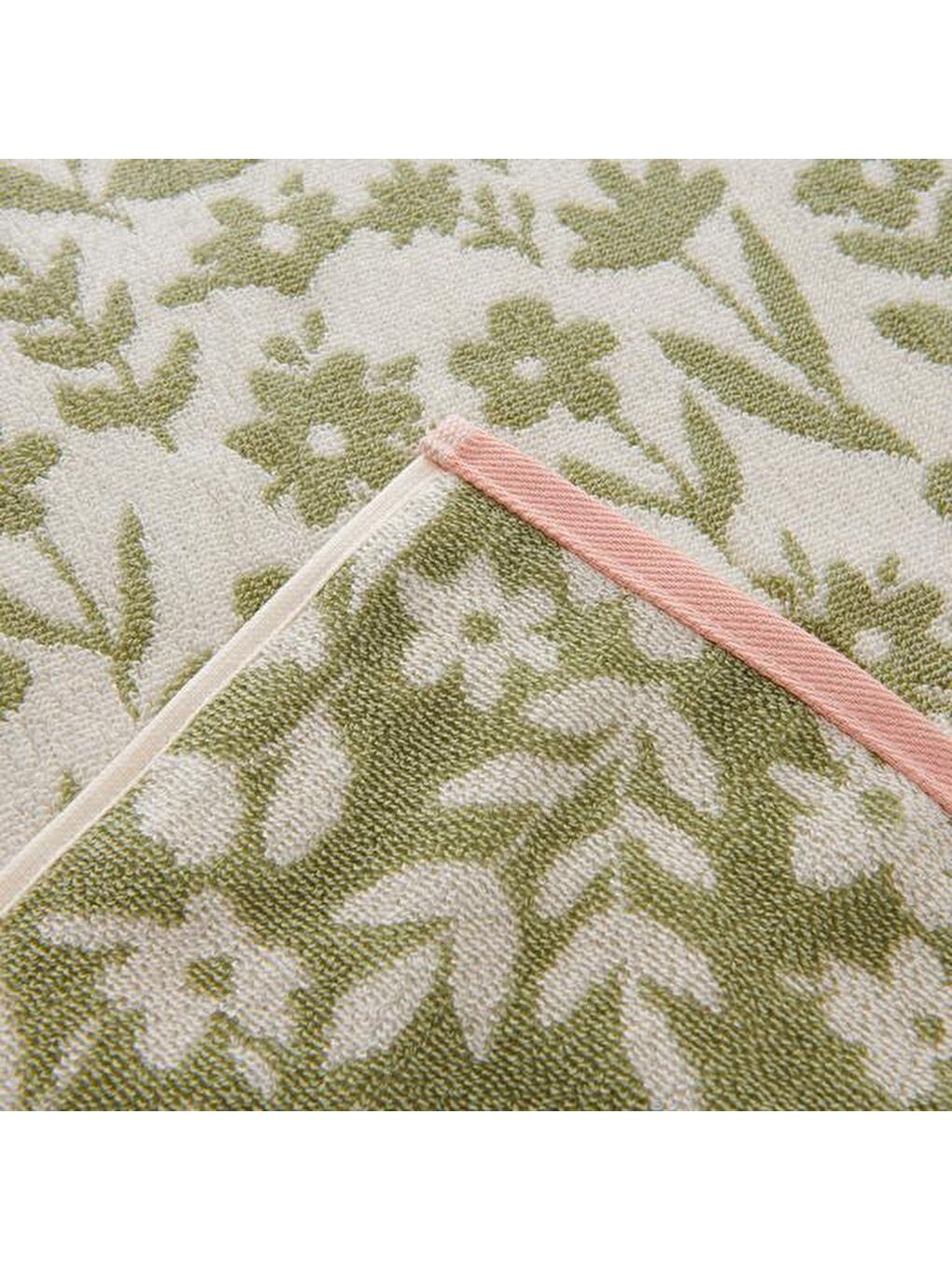 Yeşil Mint Yaprak Desenli Yüz Havlusu - 50x80 cm-1