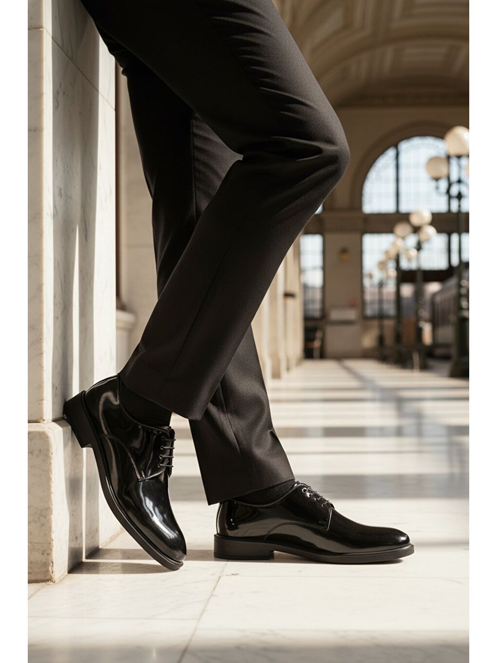 Siyah Rugan Hakiki Deri Erkek Klasik Ayakkabı 029 M-2