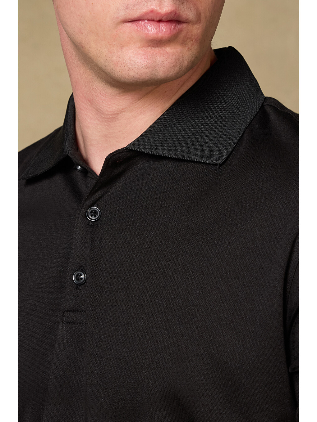Bivo Merserize Pamuklu Modern Fit Siyah Polo Yaka Erkek Düz Polo Shirt-2