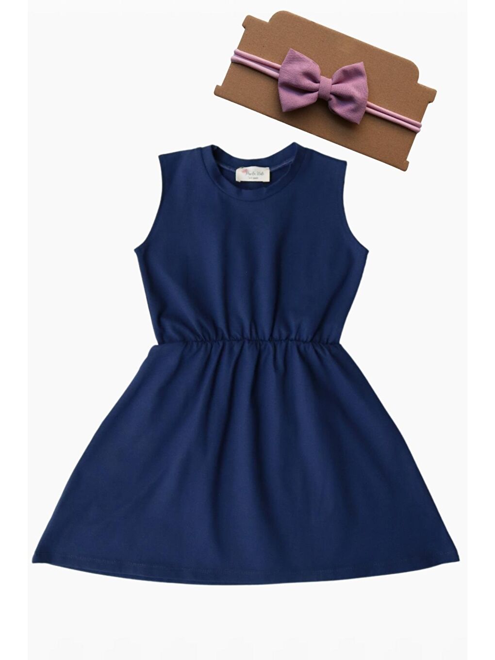 Lacivert Elbise Lila Bandana Takım-4