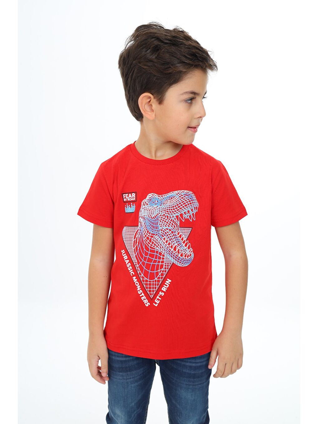Kırmızı Erkek Çocuk Baskılı Tişört-1