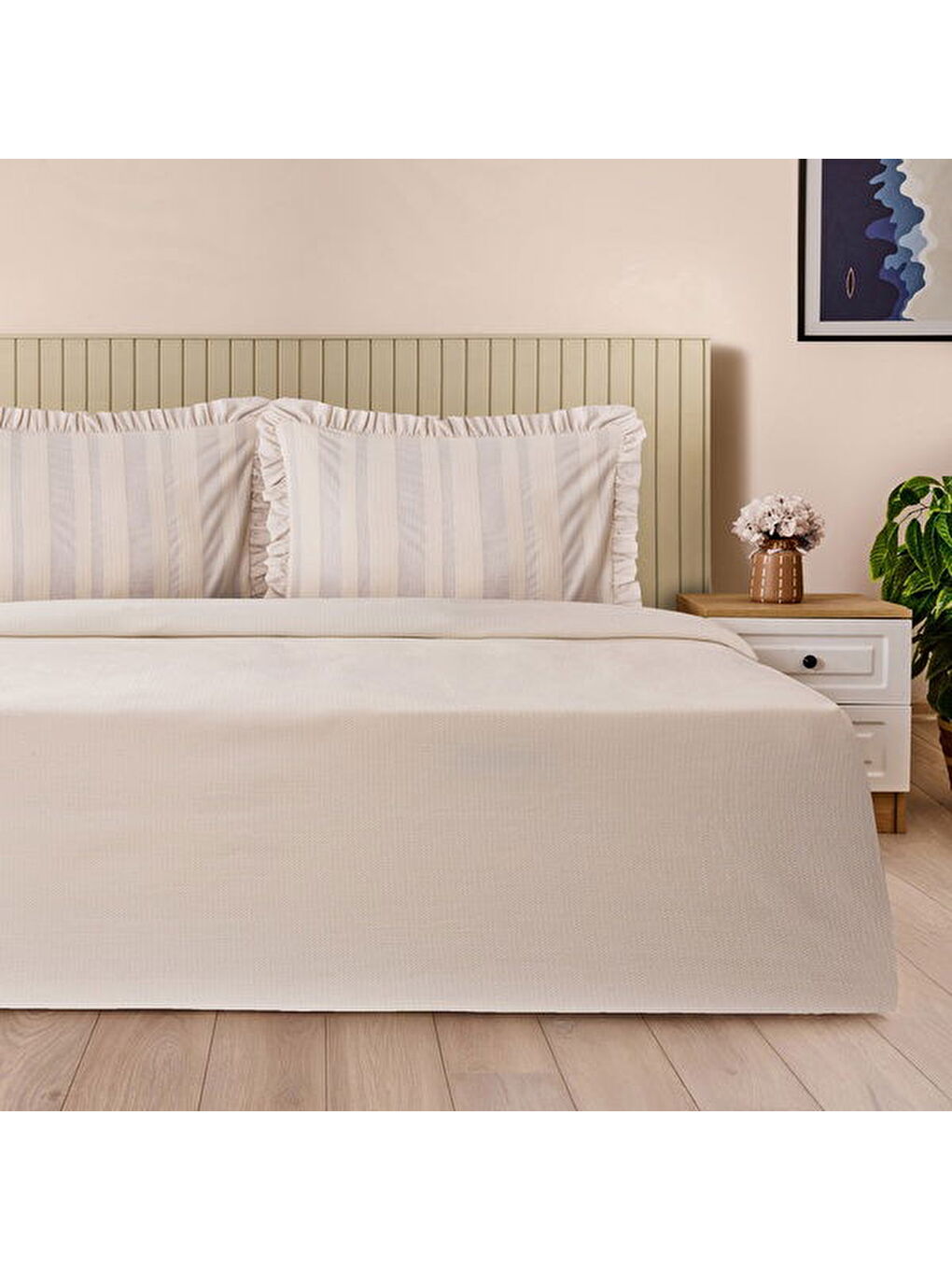 Soft Friluce Çift Kişilik Pike Seti - Açık Kahverengi