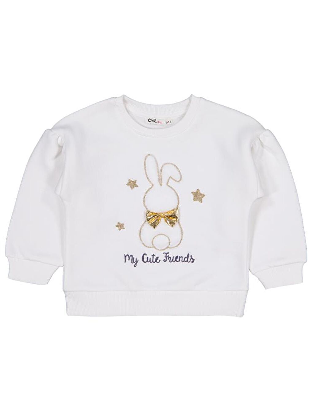 Ekru Girls Tavşan Nakışlı 2-5 Yaş Sweatshirt