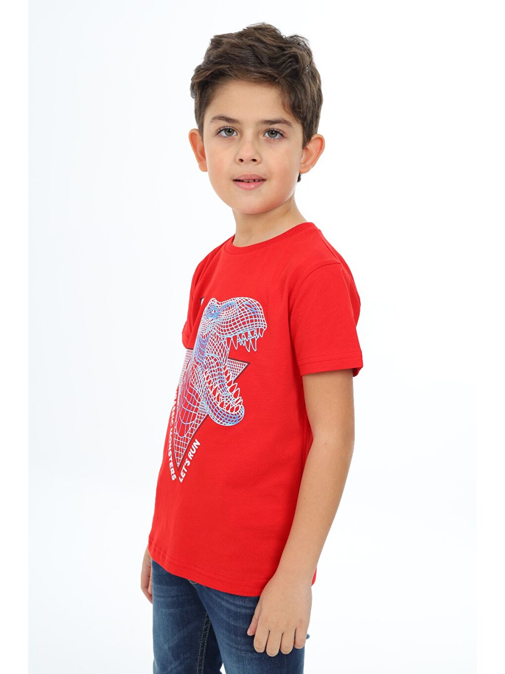 Kırmızı Erkek Çocuk Baskılı Tişört-5