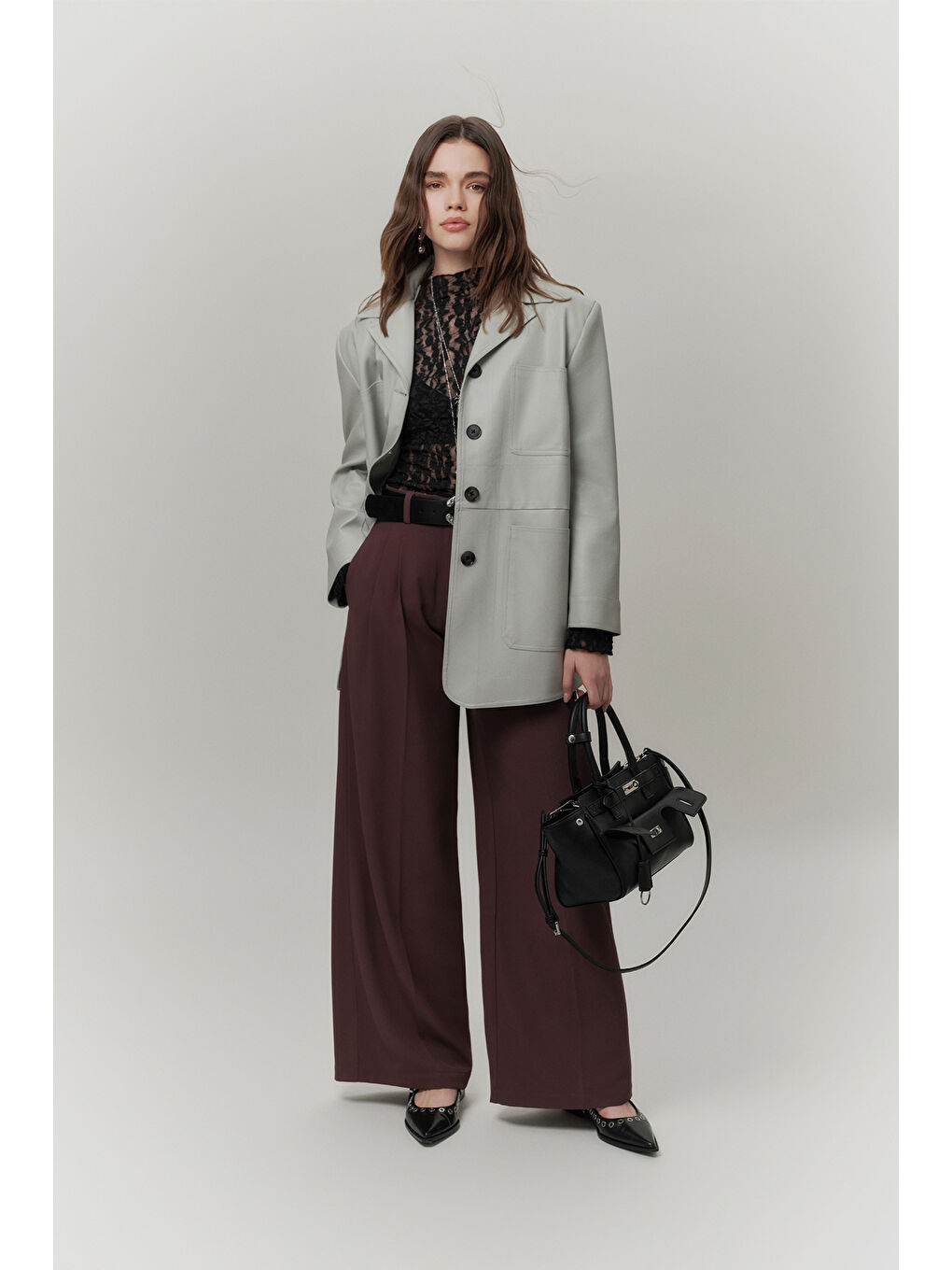 Retro Deri Ceket Mavi-1