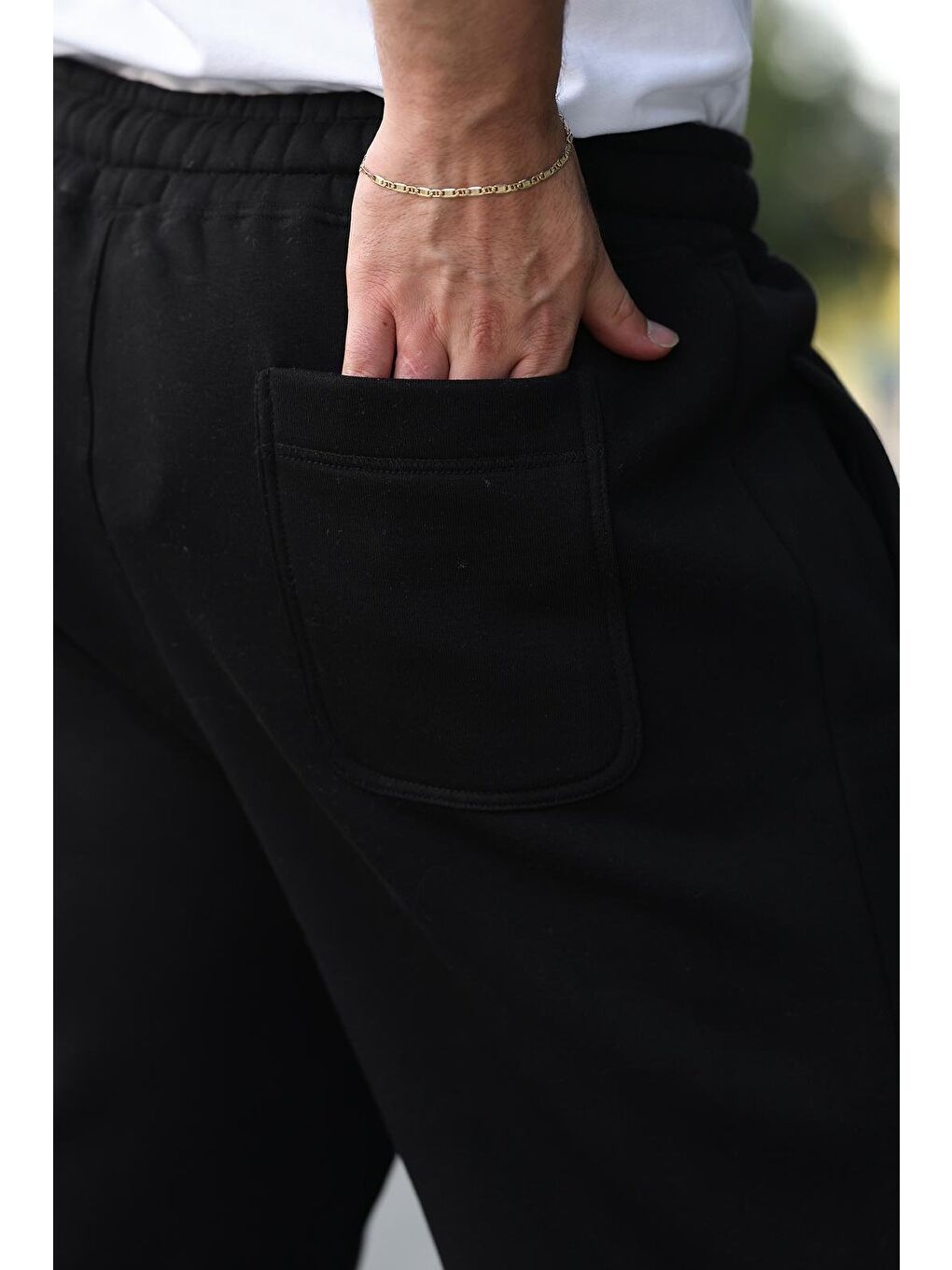 Siyah Rahat Kesim Paçası Lastikli Erkek Eşofman Altı E6579-2