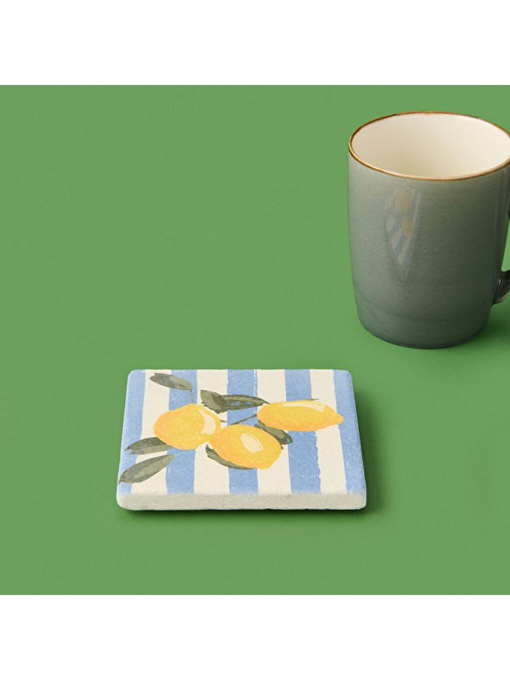 Karışık Kitchen Lime Çizgili Bardak Altlığı - Renkli - 10 cm-2