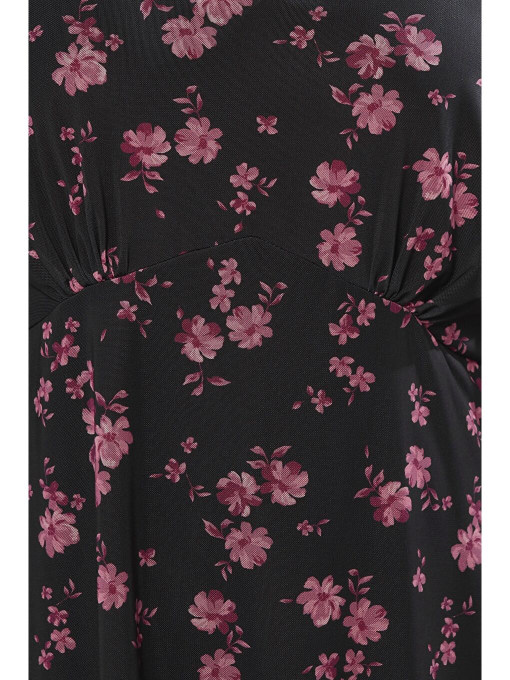 Siyah Büyük Beden V Yaka Uzun Kollu Tül Detaylı Astarlı Bluz 322995-5