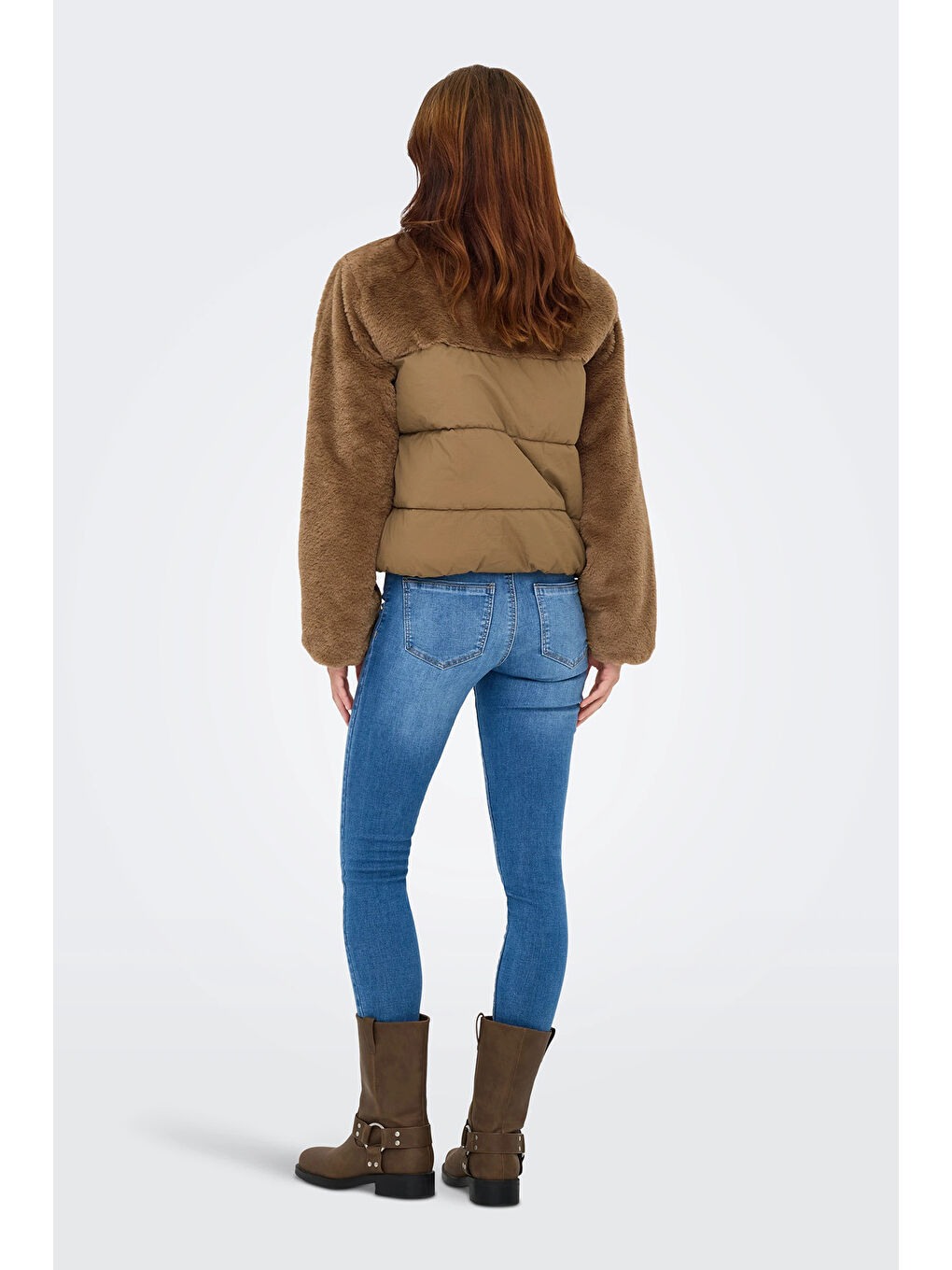 Kahverengi Onlwanja Regular Fit Pelüş Detaylı Şişme Kadın Mont 15292945-1