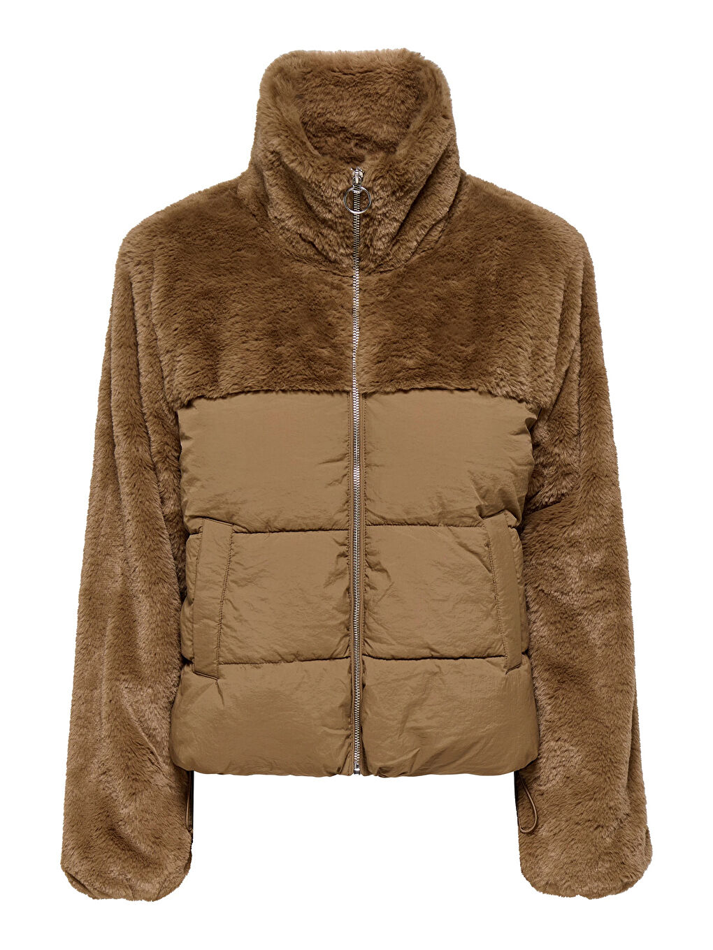 Kahverengi Onlwanja Regular Fit Pelüş Detaylı Şişme Kadın Mont 15292945-2