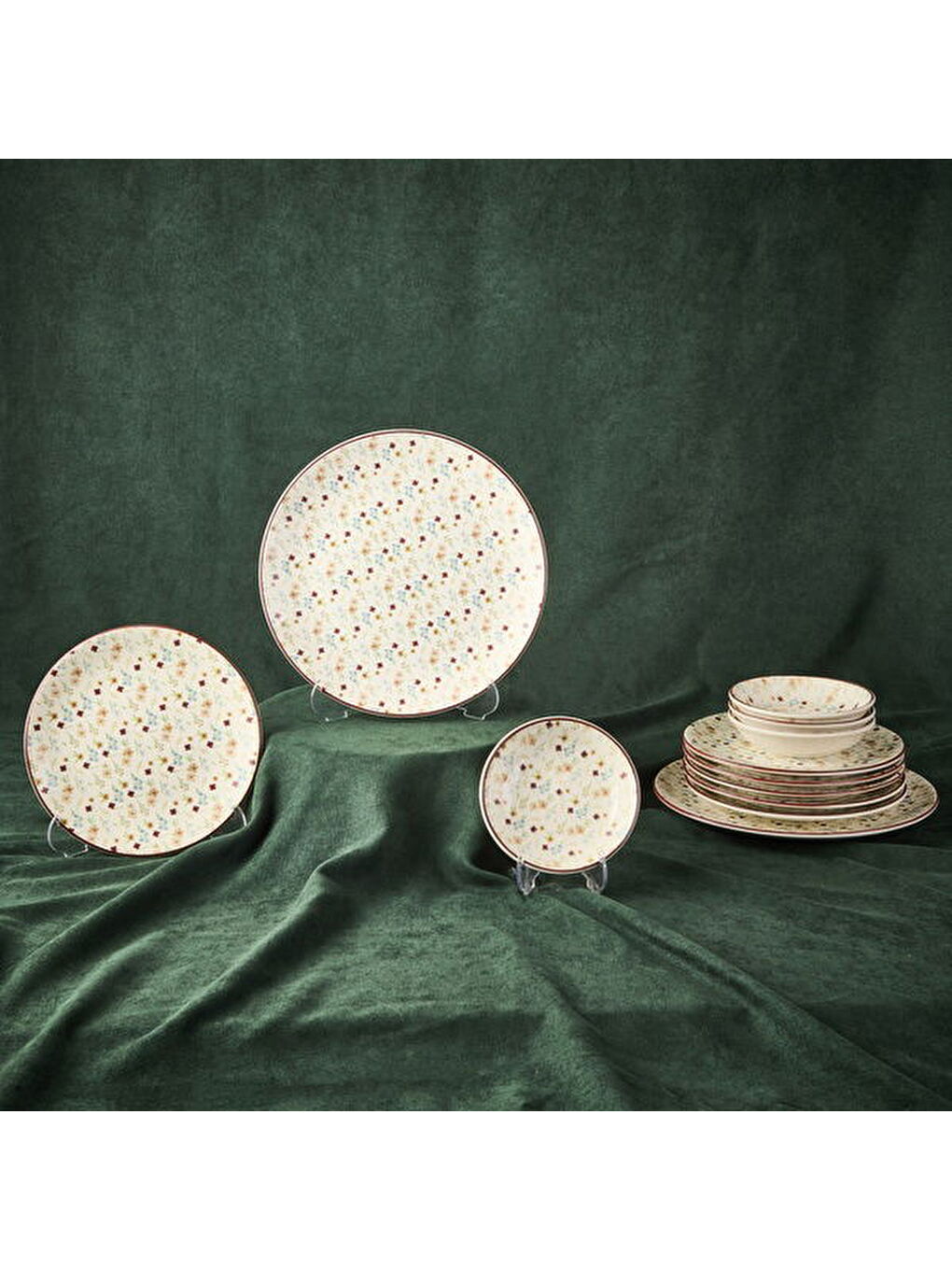 Karışık Kitchen Seramik 12 Parça Çiçekli Kahvaltı Takımı - Renkli-1