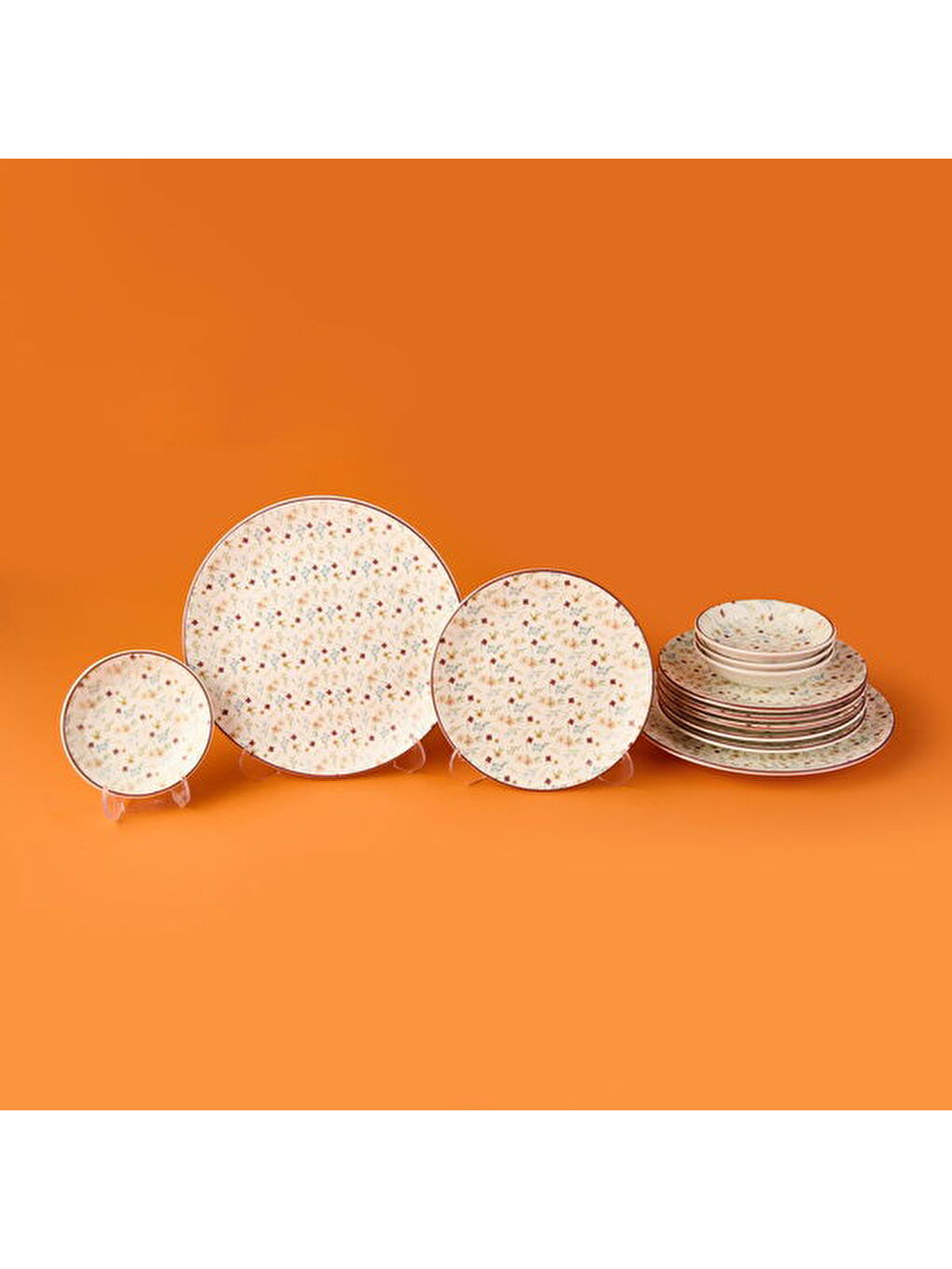 Karışık Kitchen Seramik 12 Parça Çiçekli Kahvaltı Takımı - Renkli-2